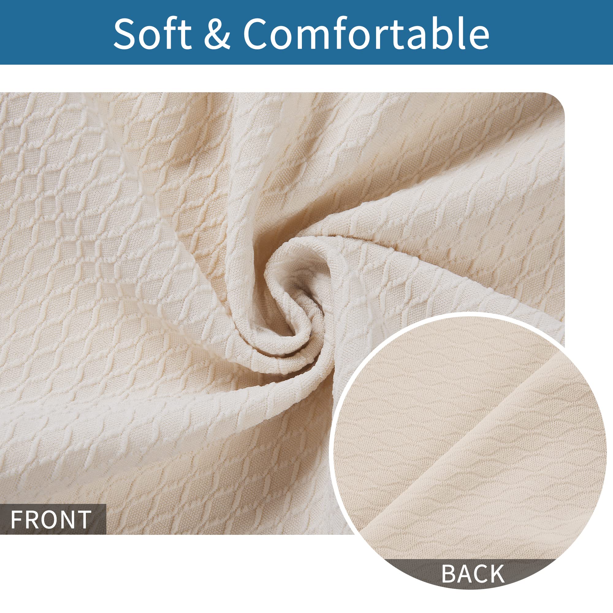 Smiry Stretch Jacquard Dining Chair Covers Set of 6 - Washable & Removable Slipcovers for Dining Room Chairs - Beige Seat Protectors - Perfect for Home, Restaurant, and Office Use