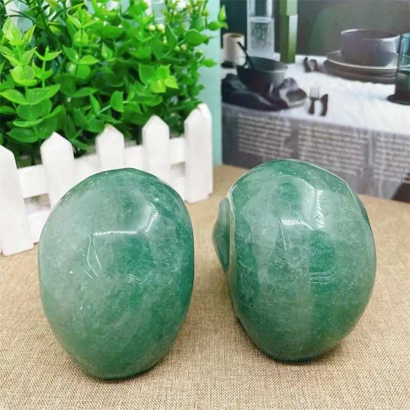 Natural Green Strawberry Quartz Skull Carving Statue - Realistic Feng Shui Healing Crystal, Unique Art Collectible & Spiritual Gift (1PC) - Perfect for Meditation, Home Decor & Energy Healing