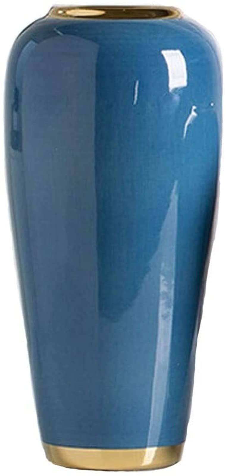 Vintage Blue Ceramic Flower Vase - Handcrafted Phnom Penh Style Desktop Planter for Dried Flowers, Home & Garden Decor - Perfect for Boho, Farmhouse & Wedding Centerpieces (Size C)