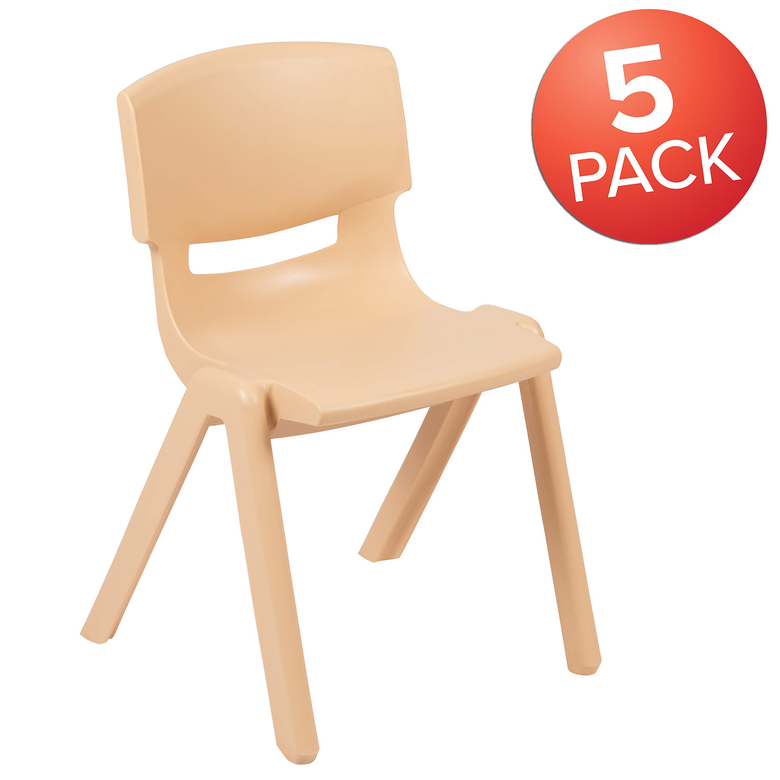 Flash Furniture Whitney 5-Pack Natural Plastic Stackable School Chairs - 13.25