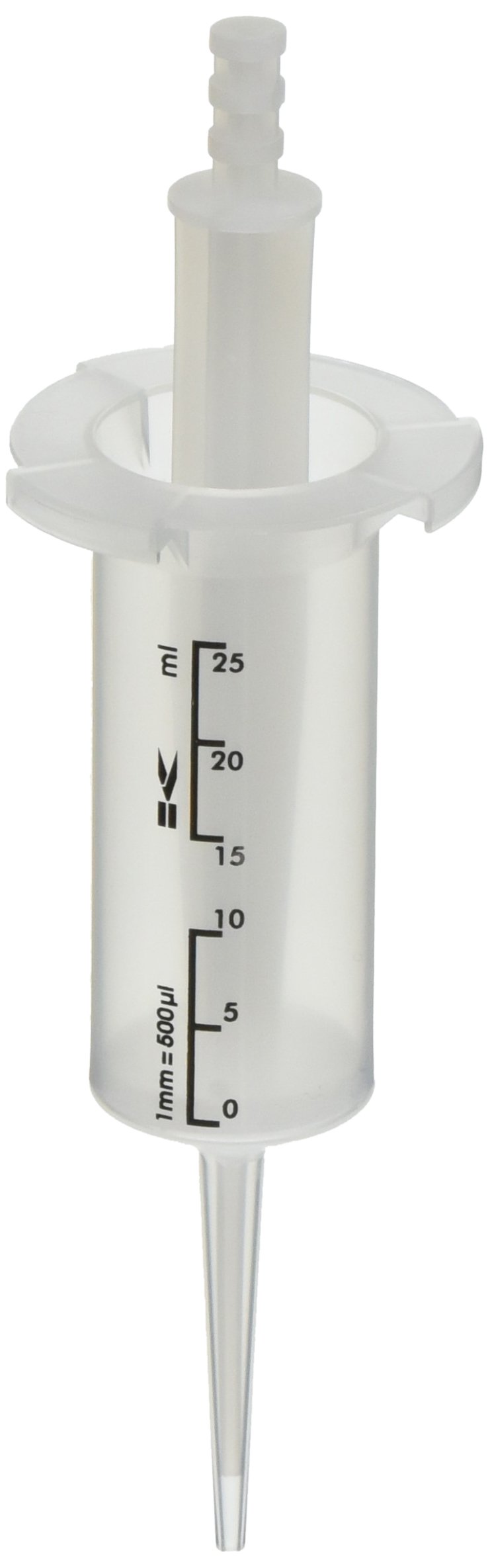 Globe Scientific 3908 Dispenser Syringe Tip with 4 Adapters for Repeat Volume Pipettors - 25ml Volume (Pack of 100) - Ideal for Laboratory, Medical, and Scientific Research Applications