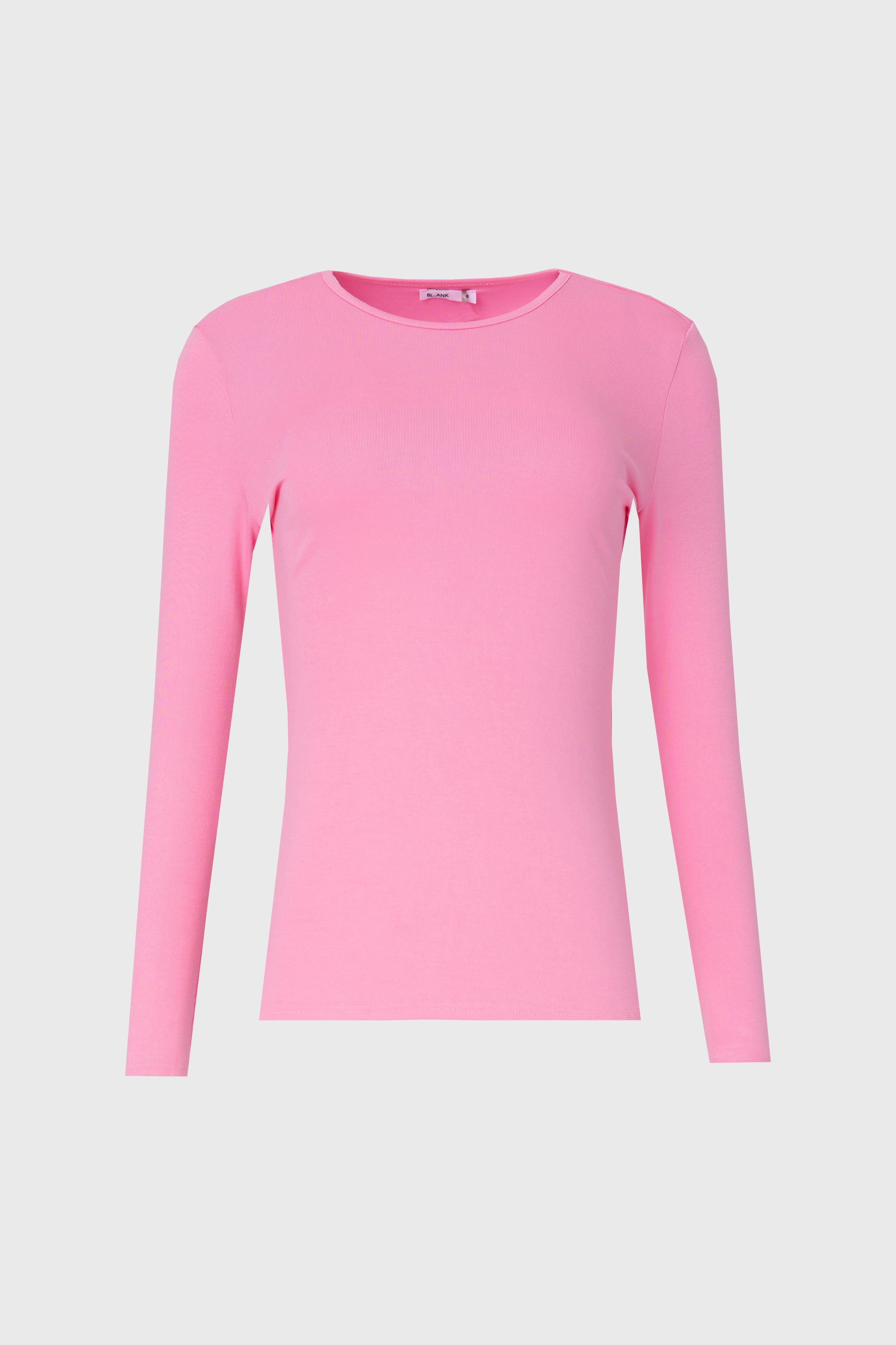 Women's Pink Round Neck Long Sleeve Basic T-Shirt - Soft Cotton Casual Top for Everyday Wear, Work & Outfits