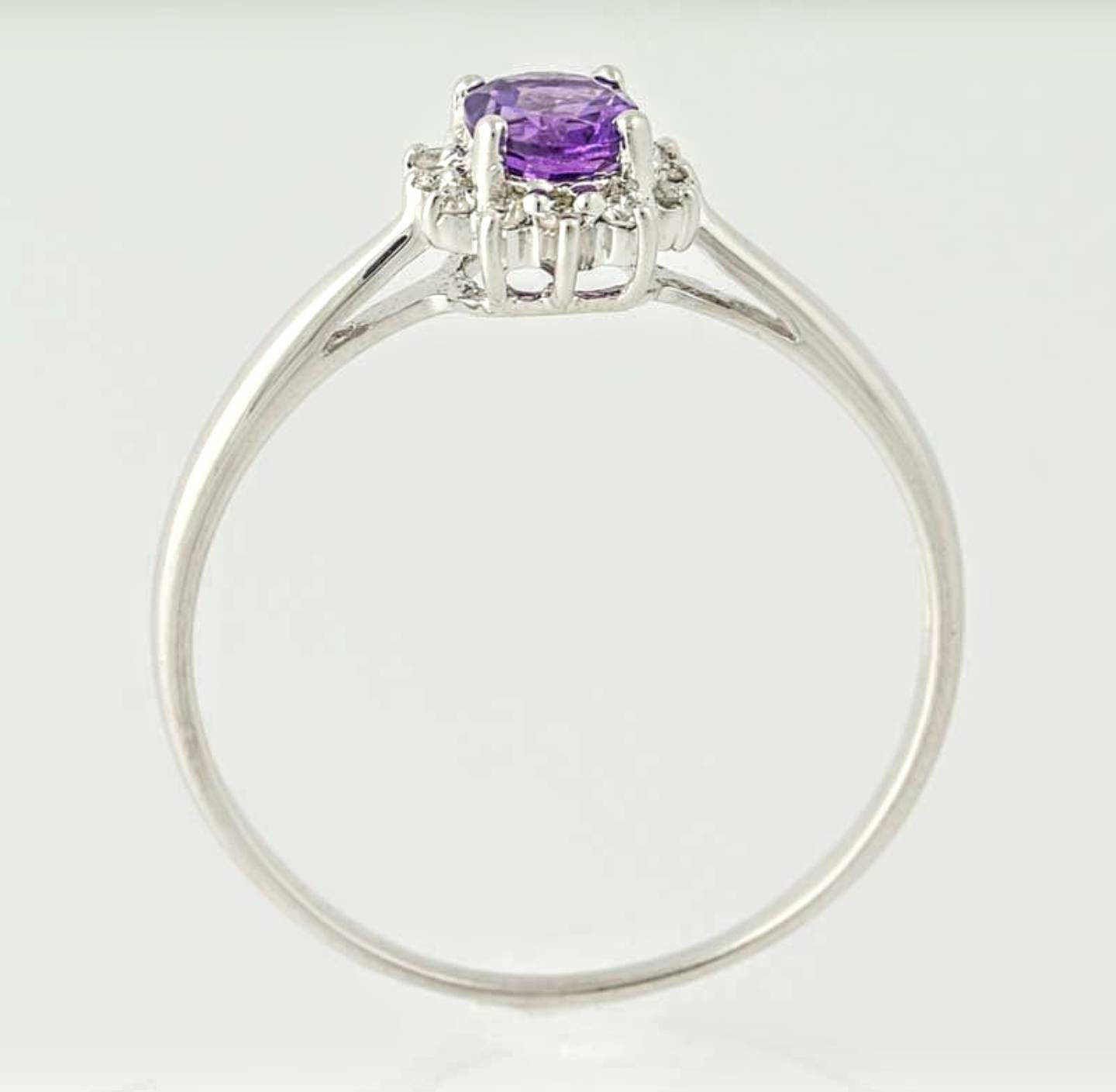 Custom 14K Solid Gold Ring with Natural Amethyst & White Sapphire - Sterling Silver, Yellow, White or Rose Gold Options - Size 5-8 | Perfect for Engagement, Anniversary & Special Occasion Gifts