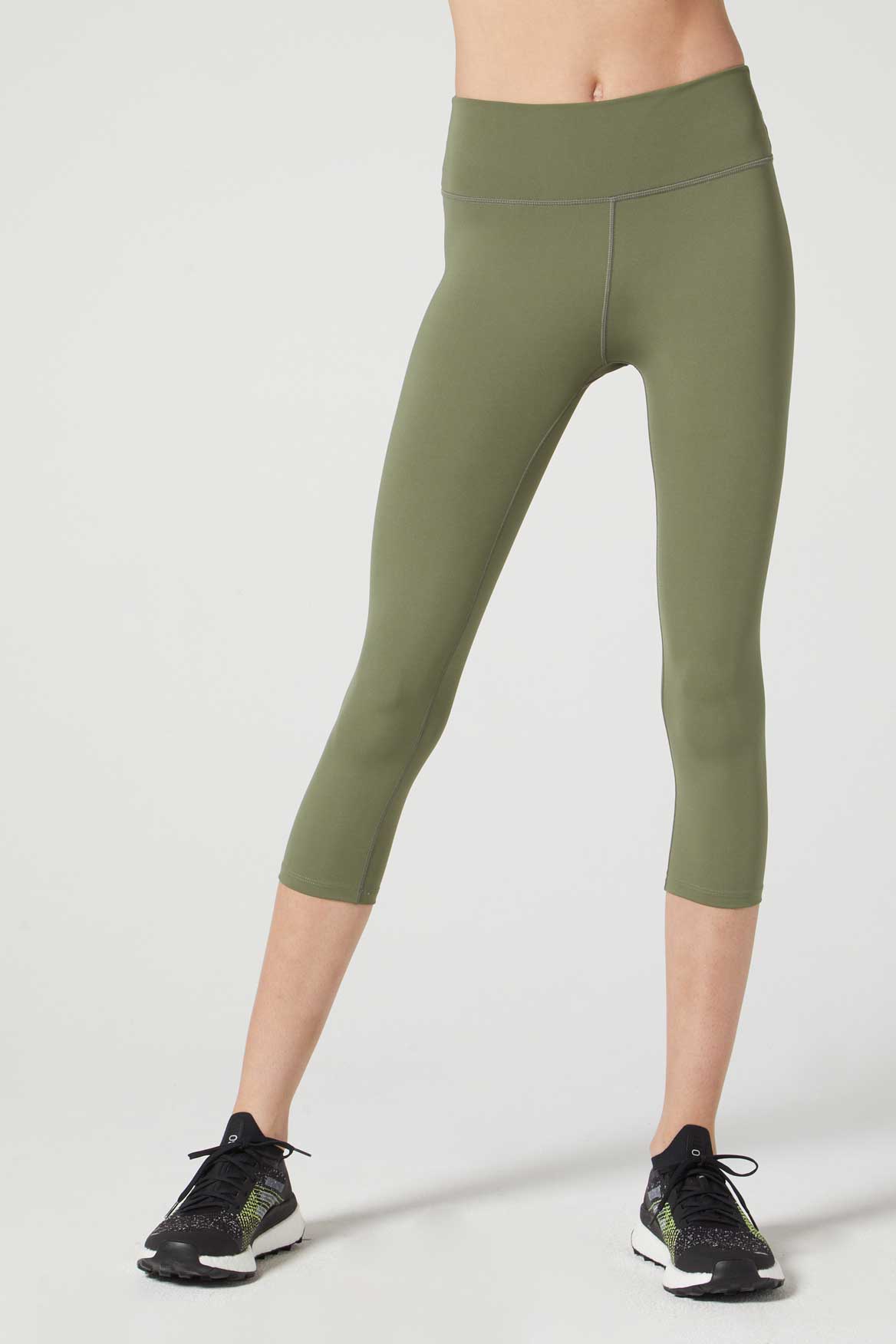 Camila Cropped Front Pocket Leggings - Deep Lichen Green | High Waisted Yoga Pants for Women | Perfect for Workouts, Running & Lounge Wear