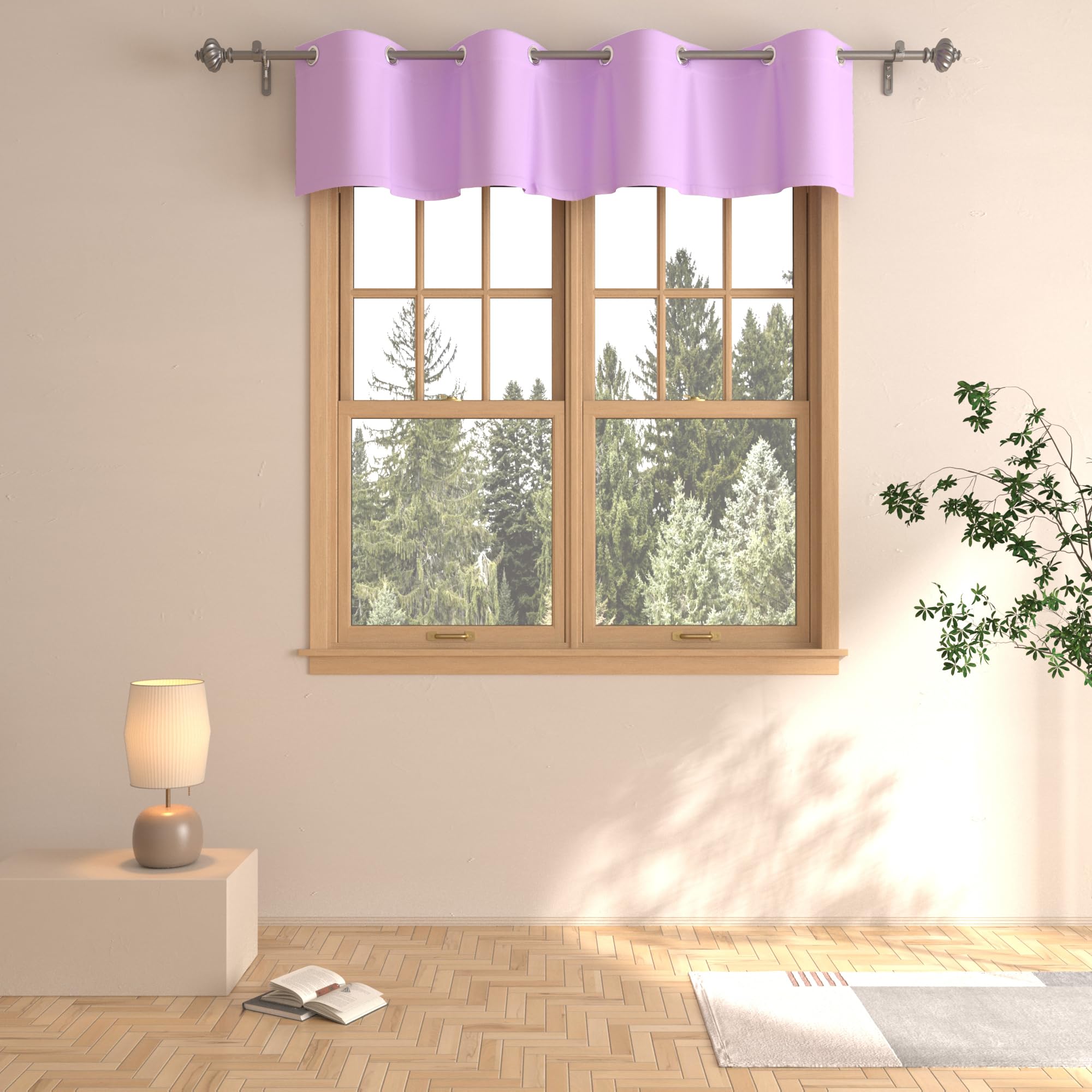 UPOPO 16 Inch Lilac Valance Curtains - Room Darkening Kitchen Window Treatment, Triple Weave Grommet Top Curtain Topper for Living Room, Bedroom & Bathroom - 1 Panel Purple Mini Valance (Perfect for Small Windows, Cozy Home Decor)