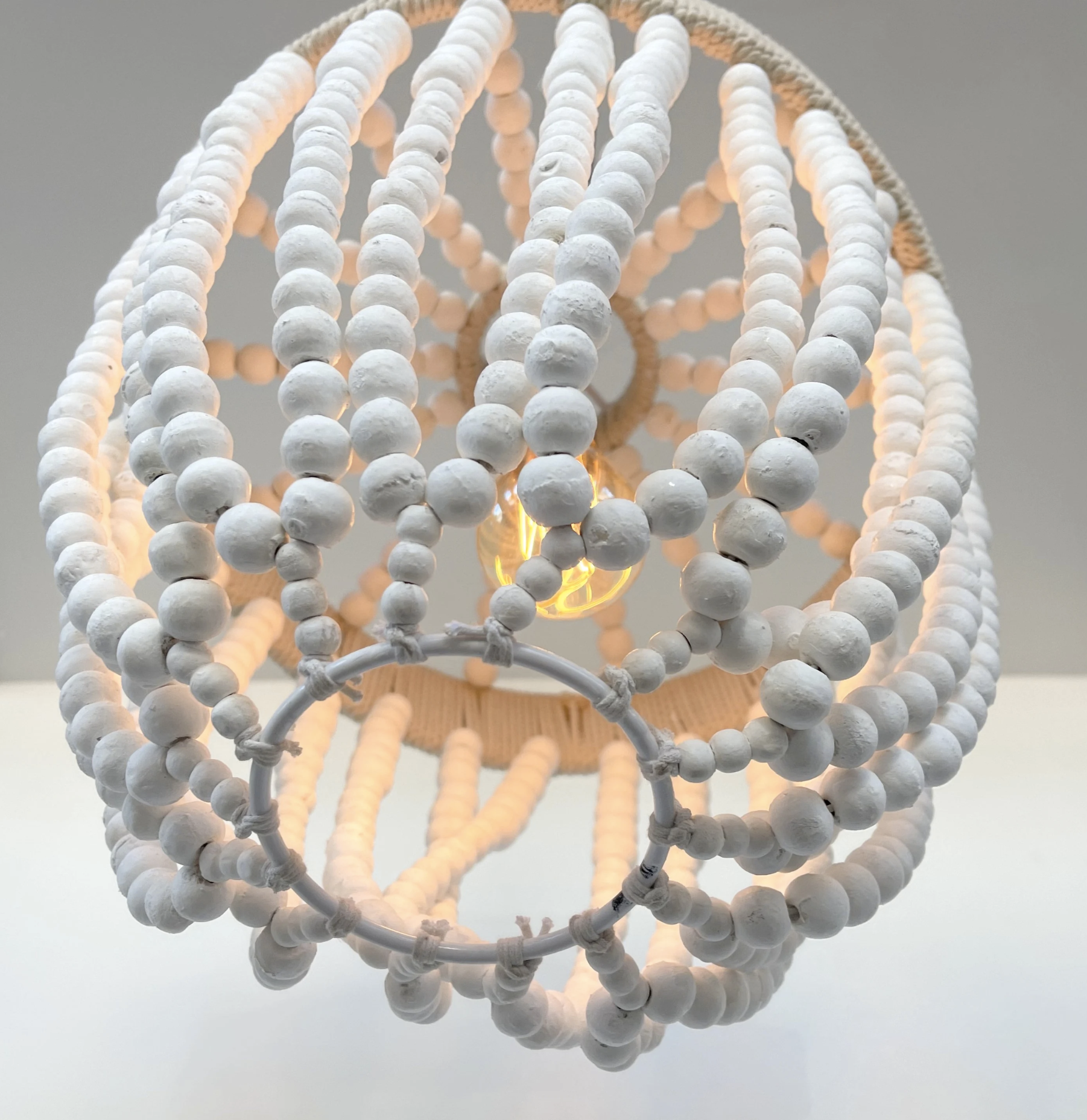 Extra Large Farmhouse Beaded Chandelier Pendant Light - Rustic Dining Room & Entryway Lighting Fixture for Country Style Home Decor