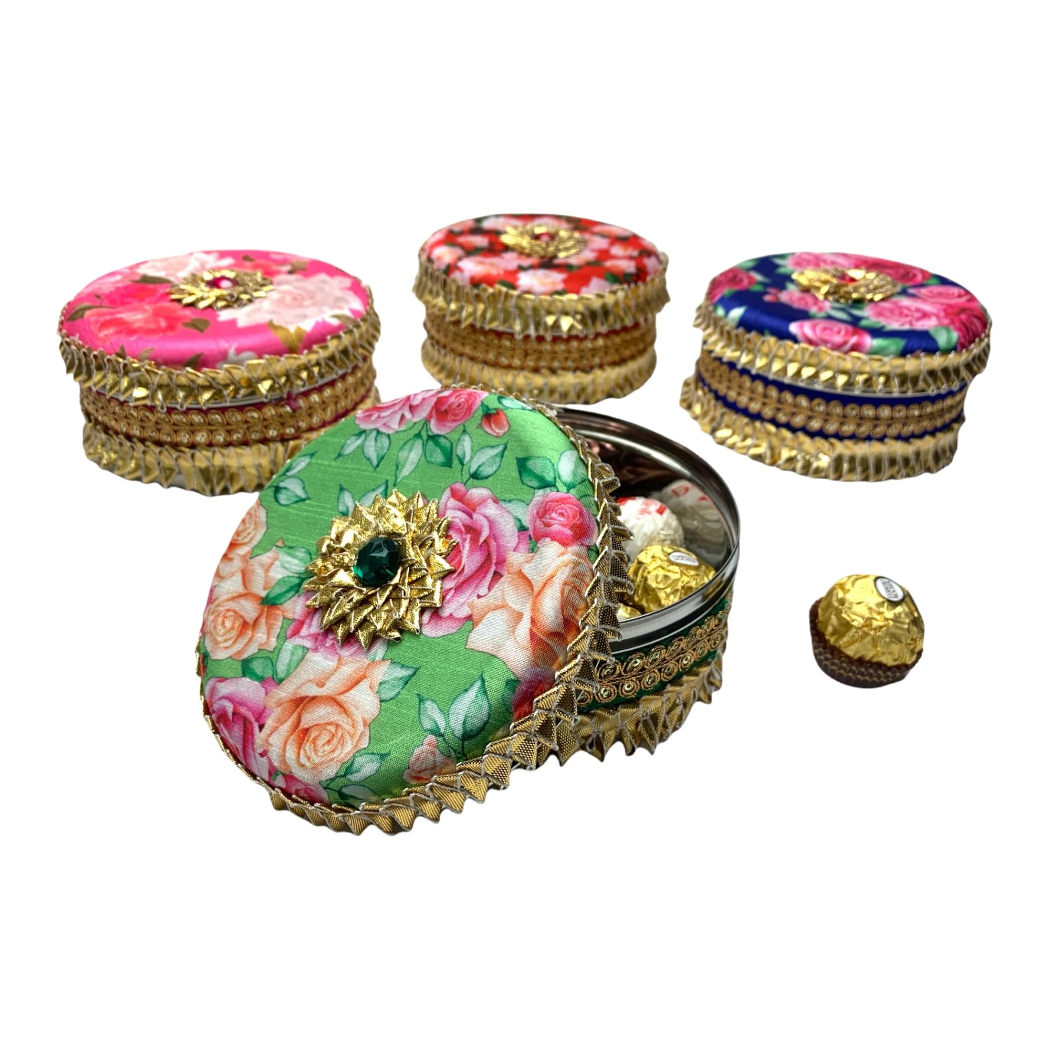 LoveNspire Decorative Gotta Steel Ladoo Box - Elegant Indian Sweet Box for Wedding, Housewarming & Festivals - Perfect Pooja Favor, Shagun Gift for Friends, Family & Guests - Ideal for Bridesmaid Gifts & Special Occasions