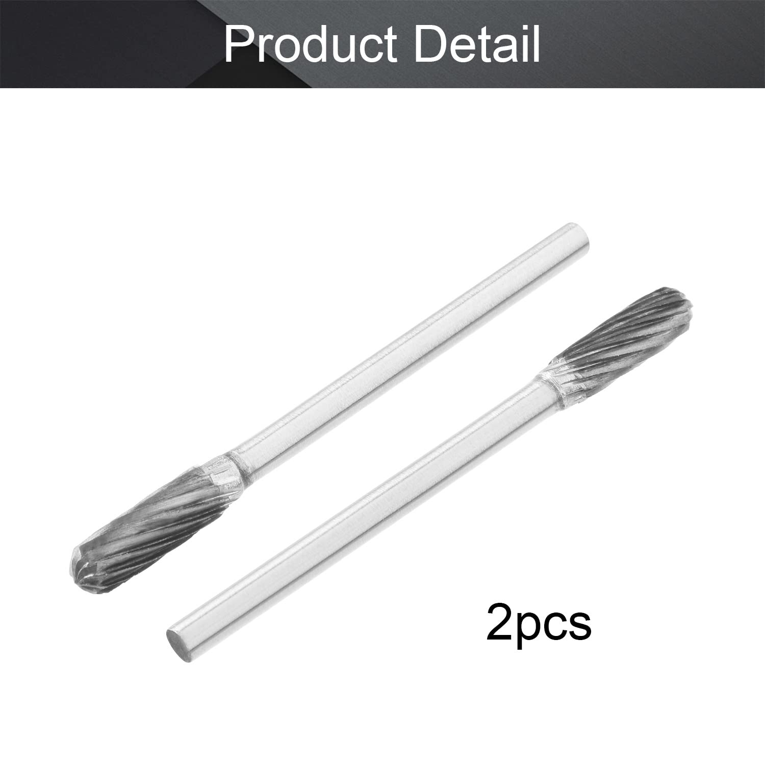 Utoolmart 2pcs Tungsten Carbide Rotary Files - 3mm Shank, 4mm Dia Single Cut Cylindrical Burrs for Die Grinder, Wood Carving, Metal Polishing & Soft Material Shaping - Perfect for DIY Projects, Jewelry Making & Automotive Repair