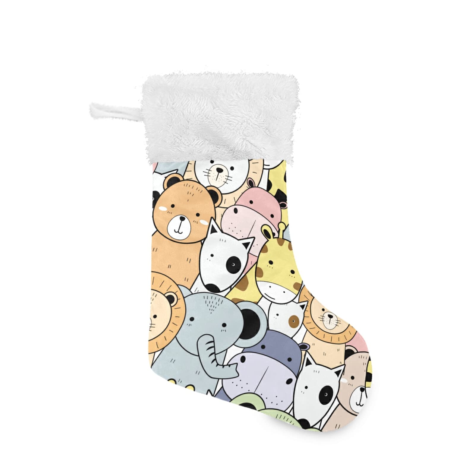 Leopard & Elephant Cute Animal Christmas Stockings - 18 Inch Large Holiday Stockings for Fireplace Decor, Xmas Tree Hanging Socks, Candy Pouch Gift Bags - Perfect for Christmas Party Decorations & Home Holiday Decor (Set of 1)