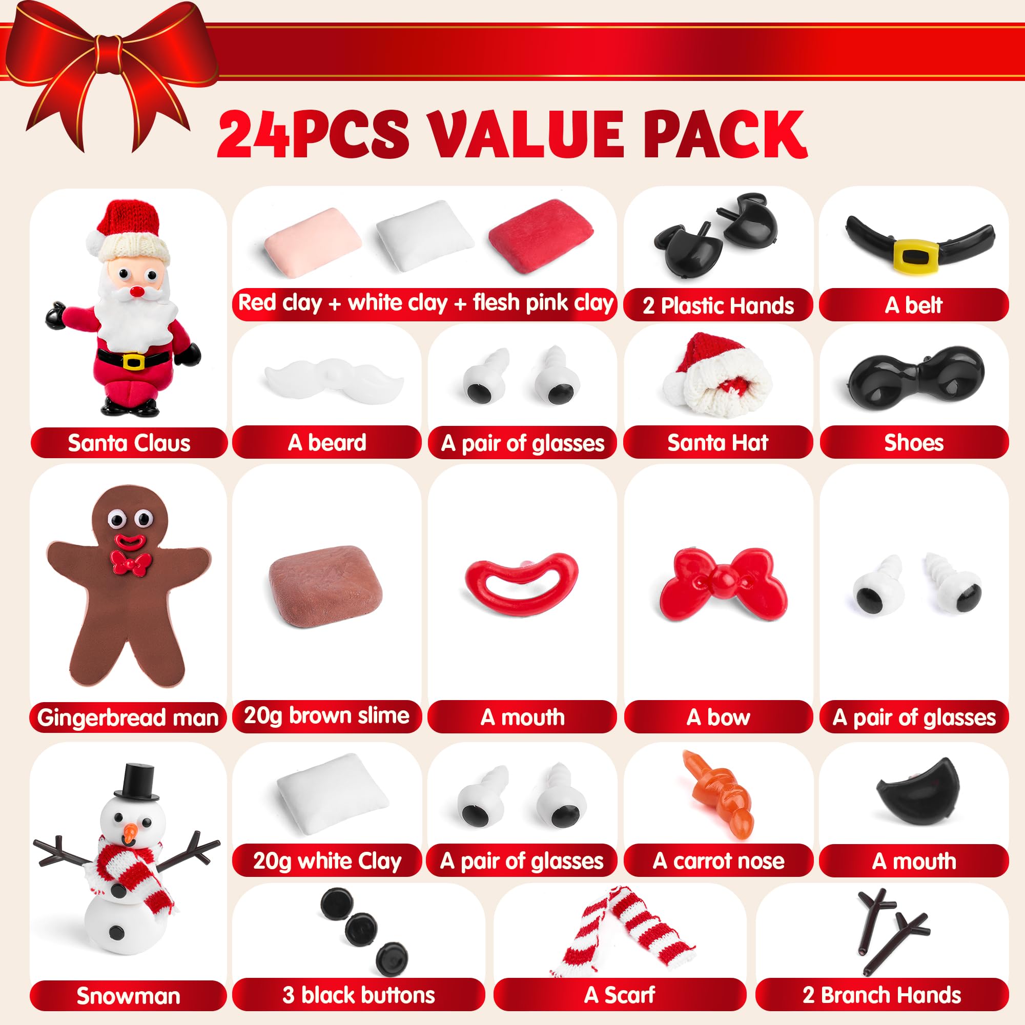 JOYIN Christmas Craft Kit - Build Your Own Snowman, Santa Claus & Gingerbread Man | 3-Pack DIY Arts and Crafts for Kids | Xmas Party Favors, Stocking Stuffers & Holiday Classroom Activities