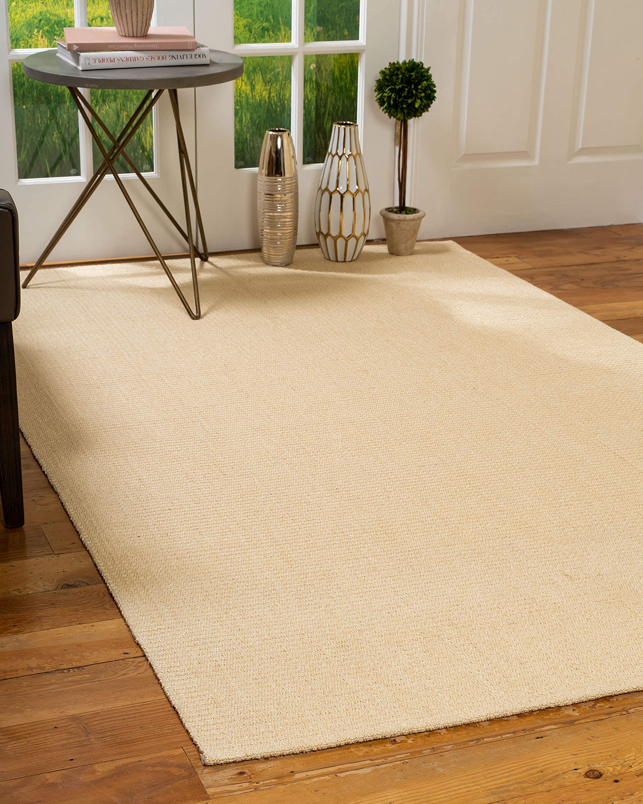 Handmade Karima Beige Sisal Rug 5' x 8' - 100% Natural Fiber Area Rug for Living Room, Bedroom & Dining Room | Eco-Friendly & Durable Floor Covering