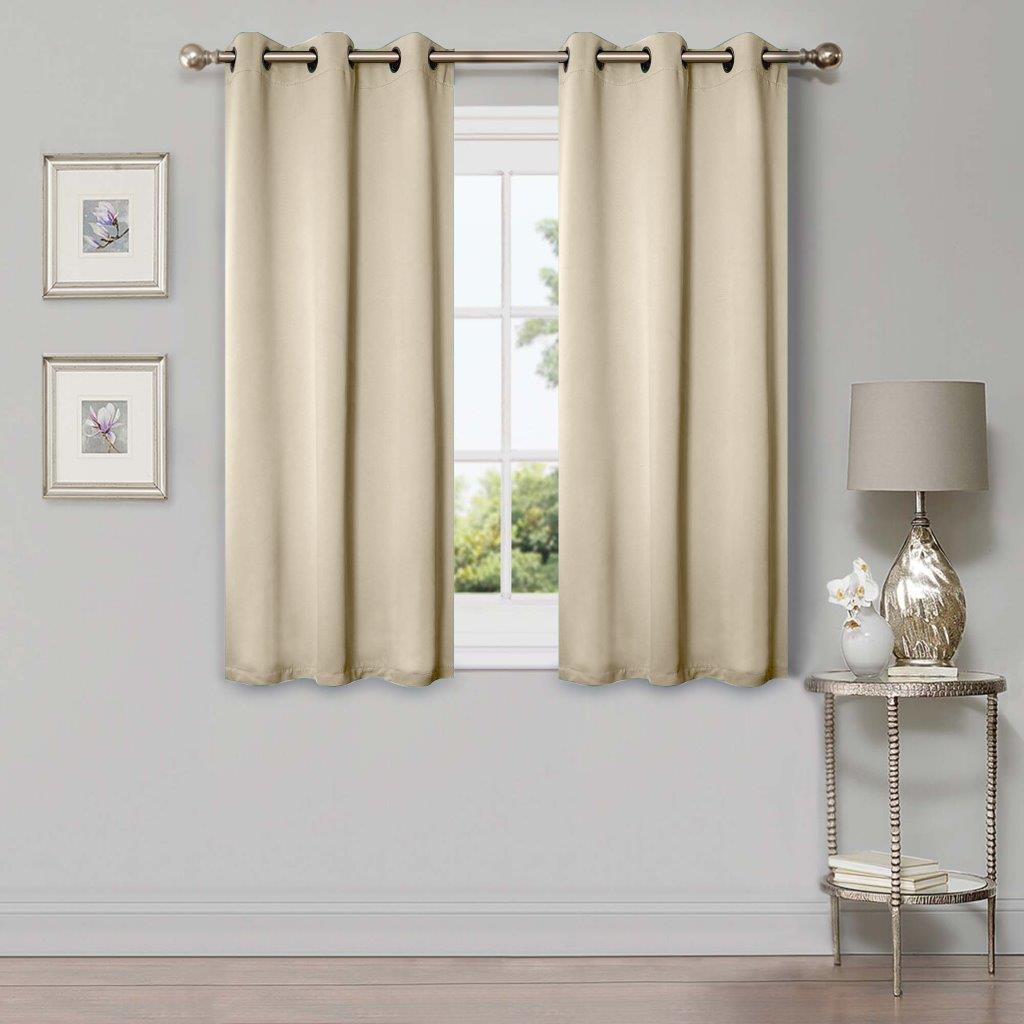 Machine Washable Blackout Curtains 42 Inch - Solid Color Room Darkening Window Treatment for Bedroom, Nursery & Home Theater