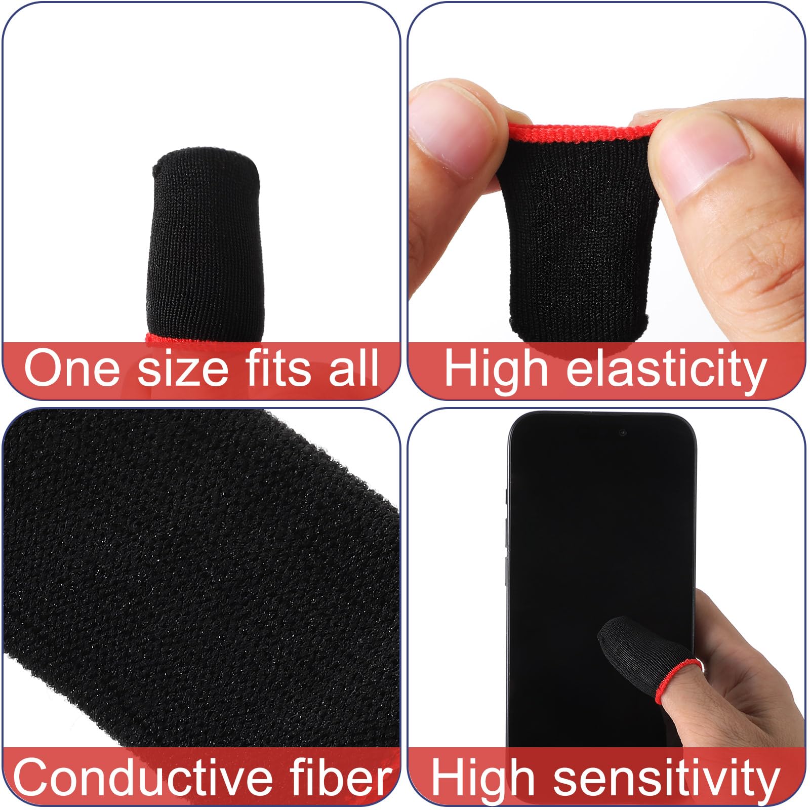 10Pcs Anti-Sweat Gaming Finger Sleeves for Mobile Phones & Controllers - Superconductive Nanofiber Touchscreen Gloves for Enhanced Grip & Precision (Perfect for PUBG, Fortnite & Esports)