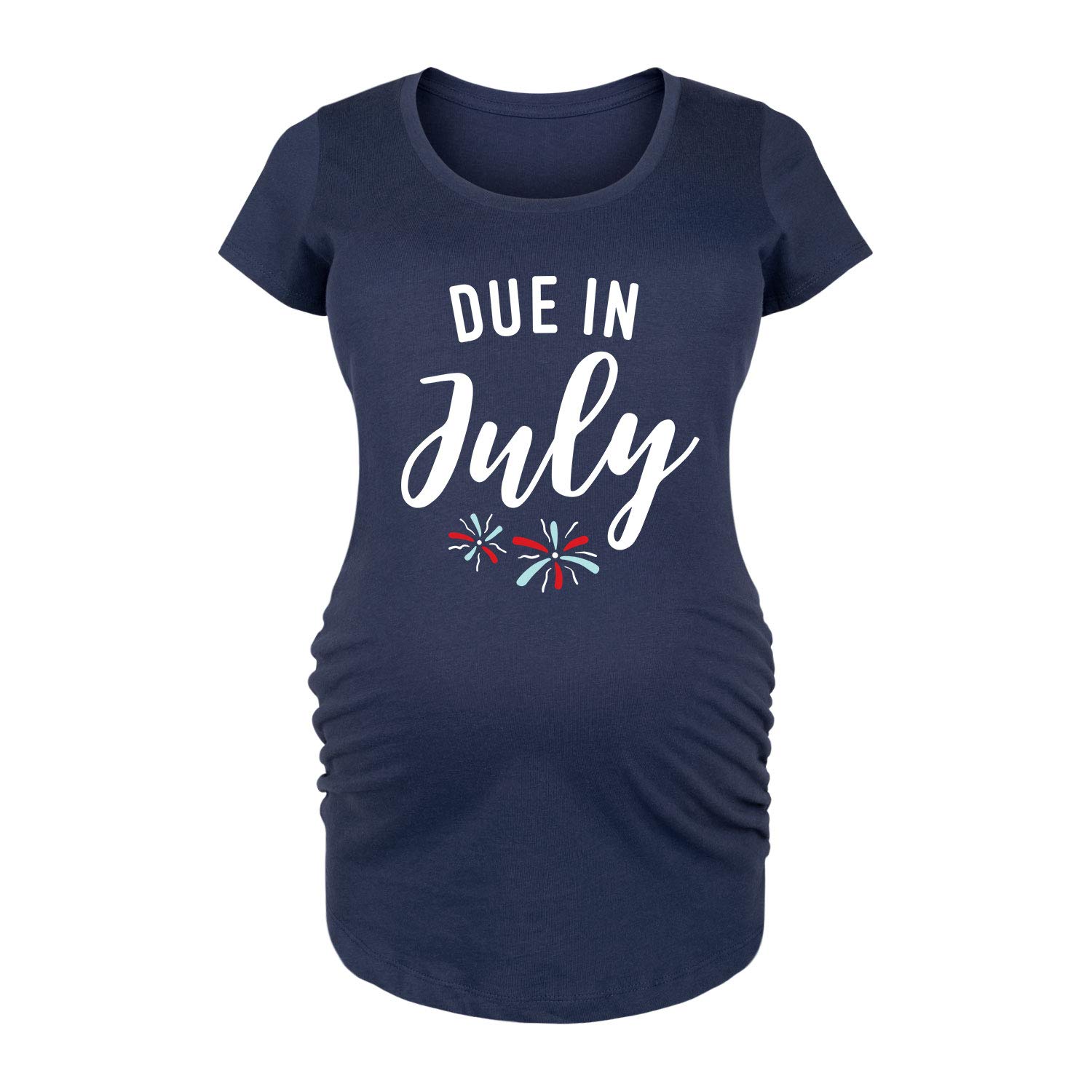 Bloom Maternity Scoop Neck T-Shirt - Comfortable Pregnancy Shirt for Expecting Moms - Due in July - Perfect for Everyday Wear & Maternity Photos