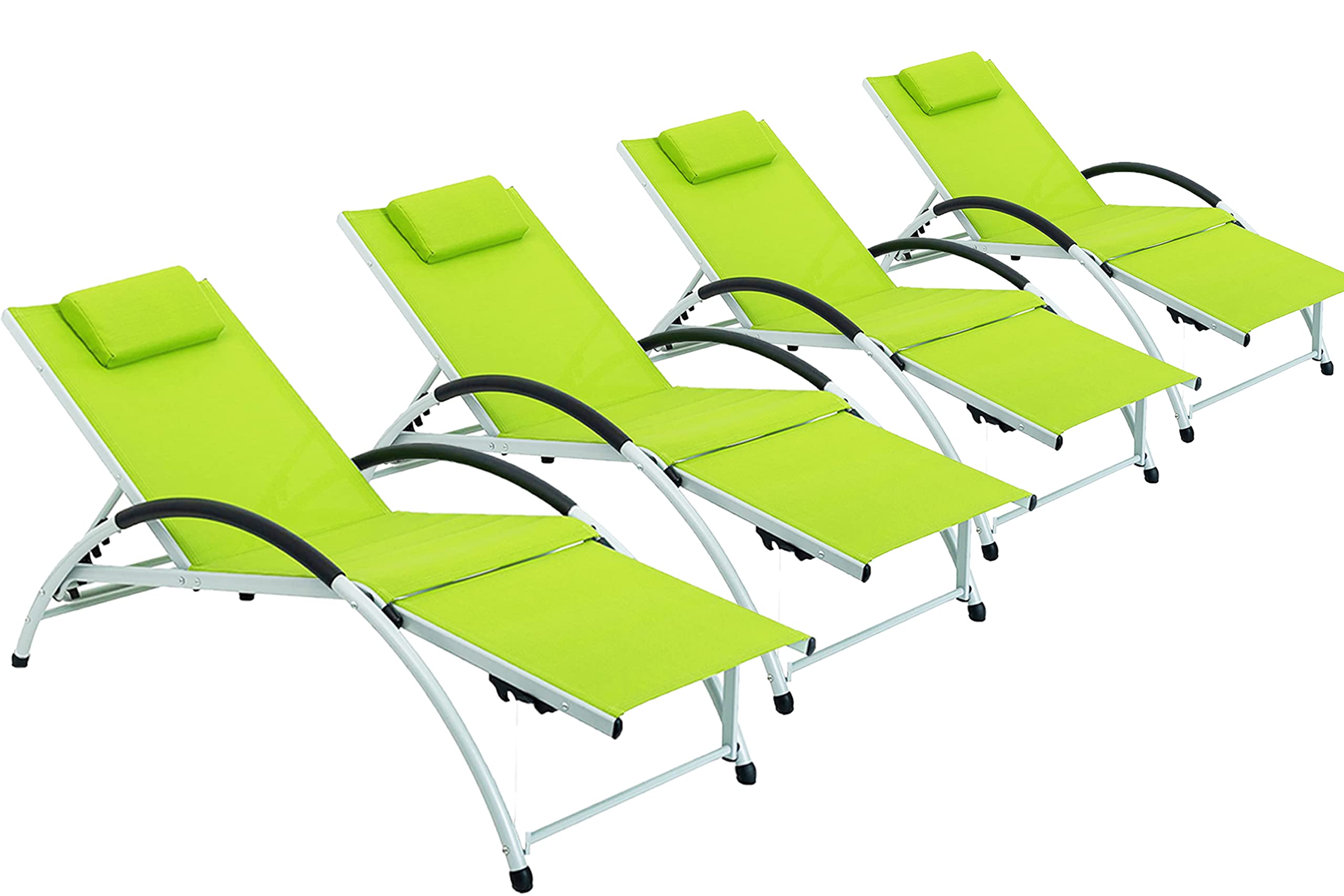 Sundale Outdoor Adjustable Patio Chaise Lounge Set of 4 - 6 Position Reclining Pool Chairs, All-Weather Wicker Patio Furniture for Backyard, Garden, Beach - Perfect for Sunbathing, Reading & Relaxing