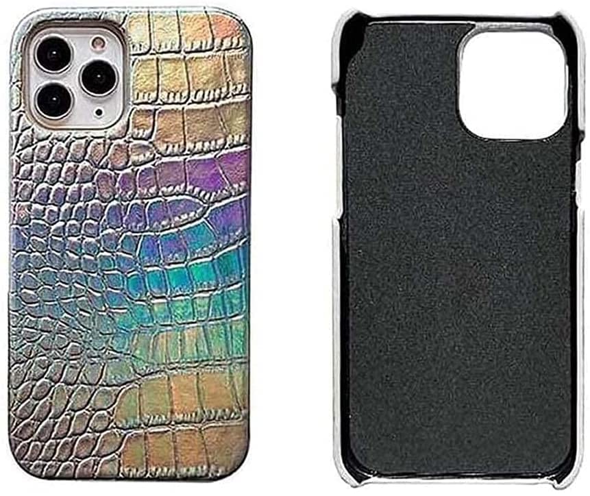 Premium Laser Silver Crocodile Pattern Leather Phone Case for Apple iPhone 12/12 Pro/12 Mini/12 Pro Max (2020) - Shockproof Protective Cover with Soft Flocking Lining | Perfect for Business, Travel & Everyday Use