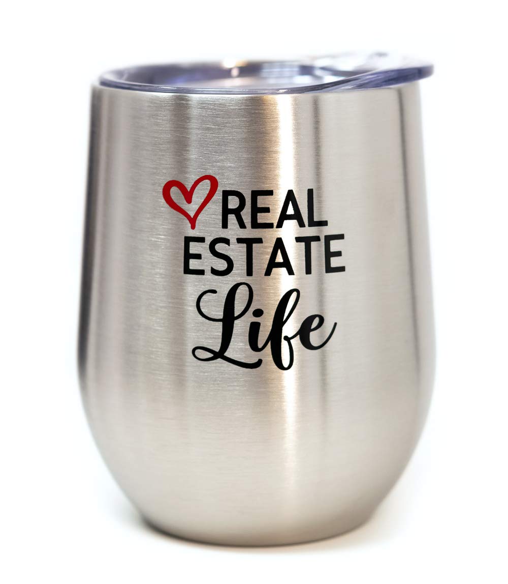 12oz Stainless Steel Vacuum Insulated Wine Tumbler with Lid - Powder Coated Travel Mug for Real Estate Agents | Perfect for Client Meetings, Open Houses & On-the-Go Professionals