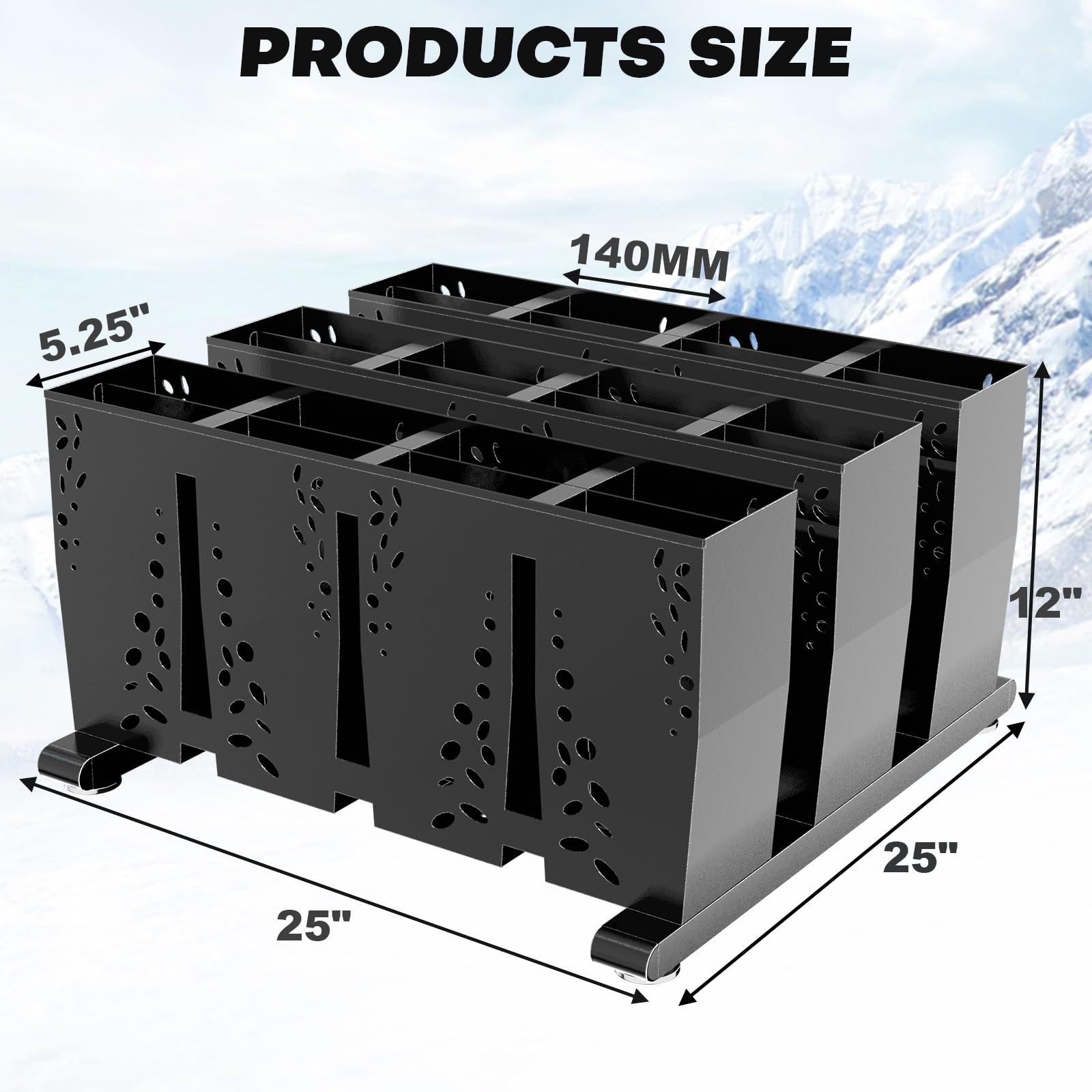 Heavy Duty 12 Pair Freestanding Steel Ski Storage Rack for Garage & Home - Indoor Ski Holder Organizer for Snowboard Equipment - Perfect for Winter Gear Organization in Basement, Mudroom or Ski Cabin