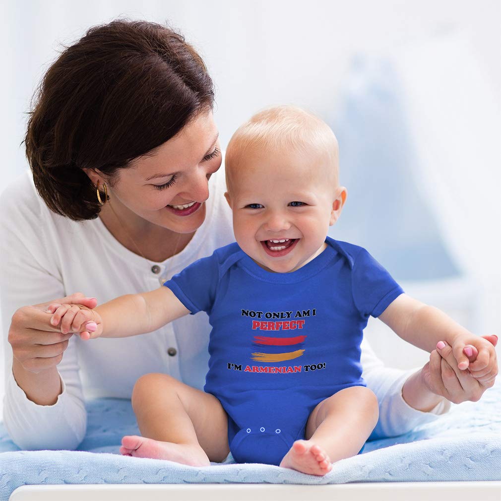 Funny Baby Bodysuit - 'Not Only I'm Perfect I'm Armenian Too' Cute Outfit for Boys & Girls | Perfect for Birthdays, Holidays & Family Photos