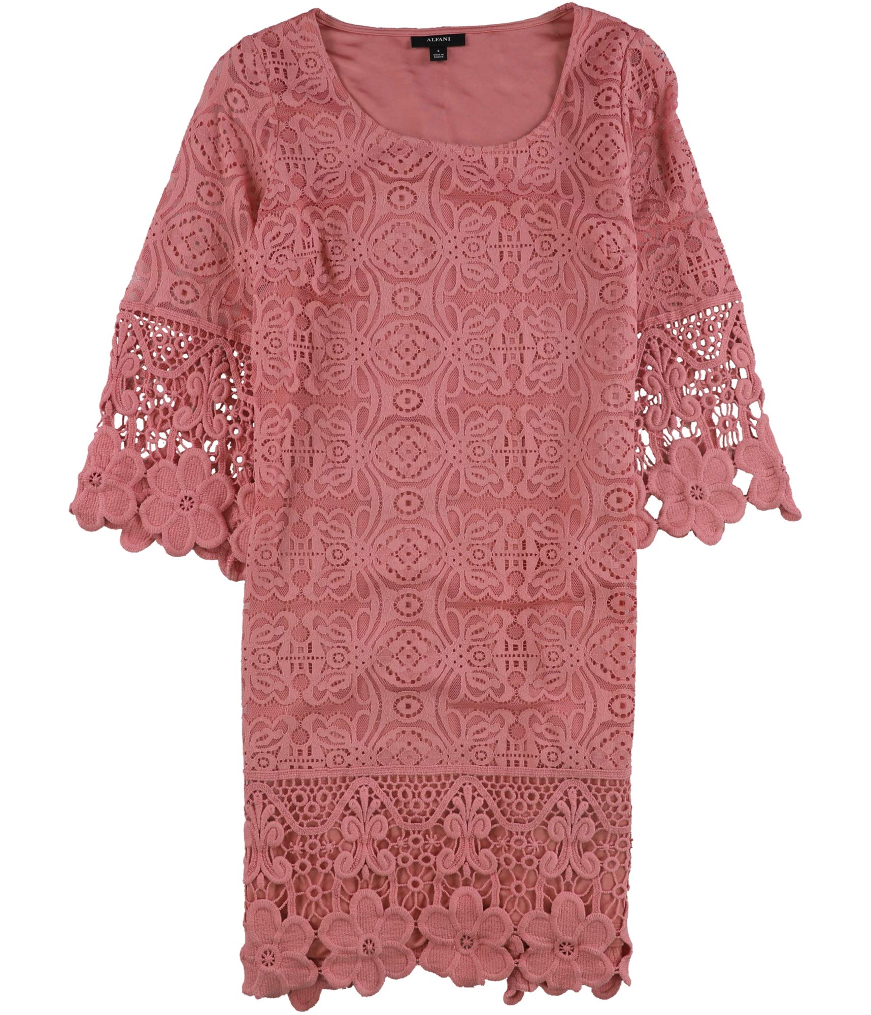 Alfani Women's Crochet-Trim A-Line Dress - Flowy Summer Dress with Lace Details in Pink, Size Small | Perfect for Beach Weddings, Garden Parties & Brunch Dates
