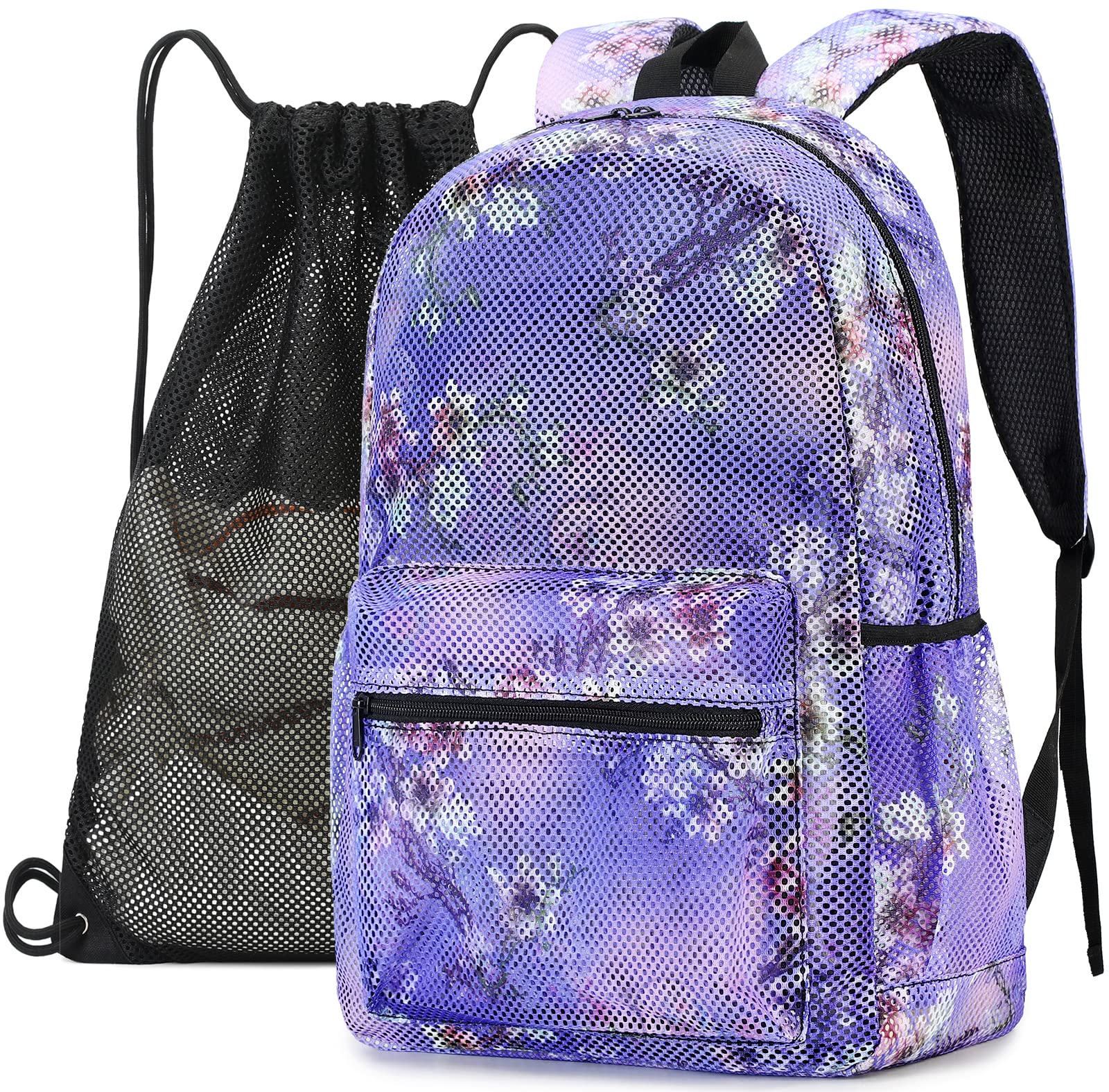 Bluboon Mesh Backpack for Girls - See-Through School & Beach Daypack for Kids