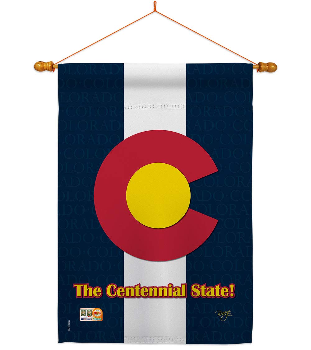 Colorado Americana House Flag Set 28x40 with Flagpole - Outdoor Decor