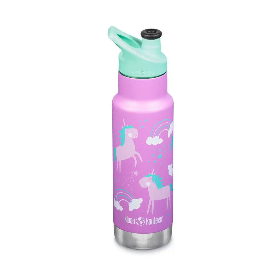 Klean Kanteen Vacuum Insulated Kids Water Bottle 12oz - BPA Free Stainless Steel Thermos for School, Sports & Outdoor Activities