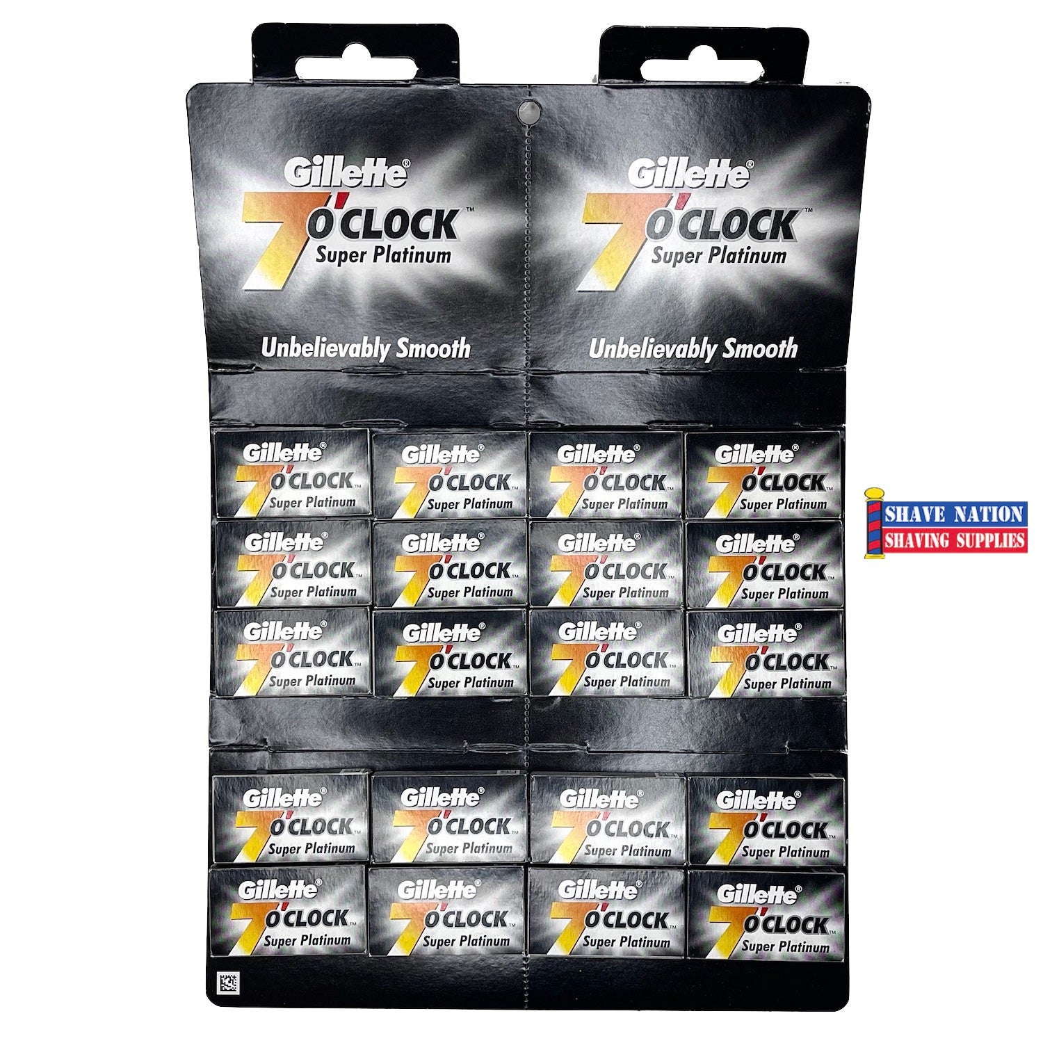 Gillette 7 O'Clock Super Platinum Double Edge Razor Blades - 100 Count (Black) - Ultra Sharp Stainless Steel Blades for Smooth Shaving - Perfect for Men's Facial Hair & Body Grooming
