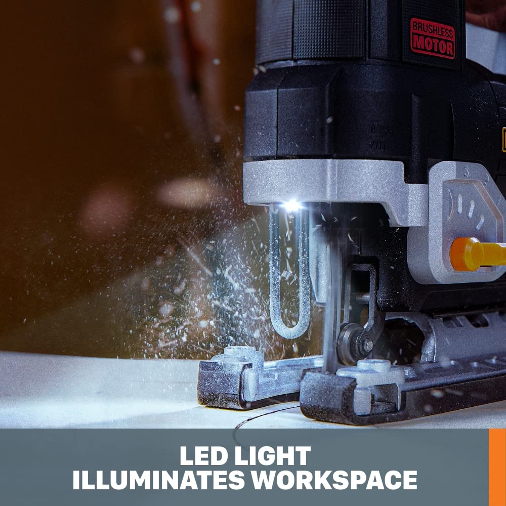 Worx NITRO 20V Cordless Jigsaw with Brushless Motor - WX542L (Includes Battery & Charger) - Perfect for DIY Woodworking, Home Renovation & Craft Projects