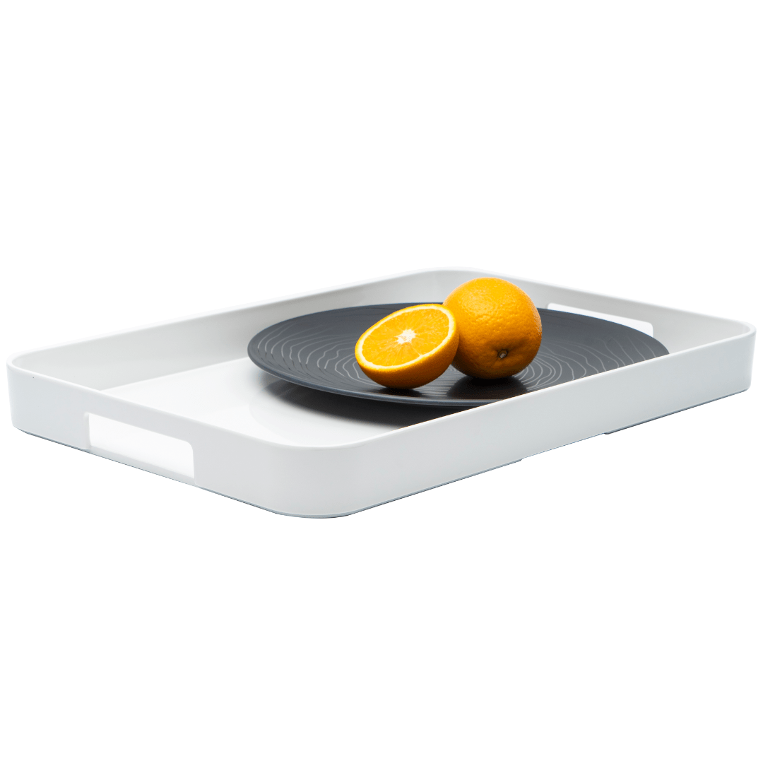 Bzyoo 11.5 x 16 Inch Large White Rectangle Melamine Serving Tray - Durable & Lightweight Food Serving Platter for Parties, Breakfast in Bed, or Home Decor