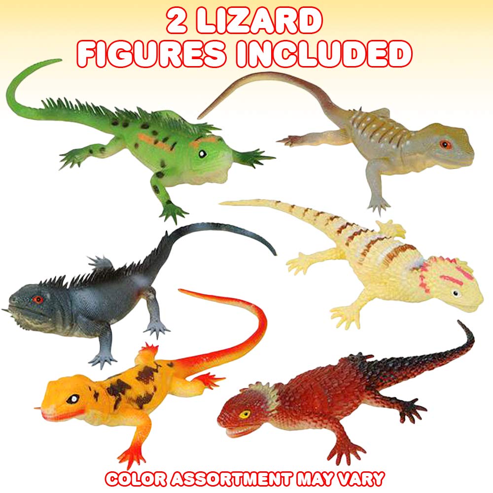 ArtCreativity Soft Lizard Toys for Kids - Set of 2 Realistic PVC Animal Figurines, 13.5” Long Reptile Toys for Pretend Play, Wildlife Decor & Educational Learning | Perfect for Safari Birthday Parties, Zoo Themed Events & Nature Classroom Activities