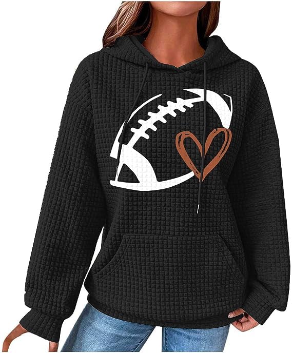 Chvity Women's Pumpkin Printed Waffle Hoodie - Cozy Pullover Sweatshirt with Drawstring & Pocket | Long Sleeve Fall Tops for Casual Wear, Outdoor Activities & Holiday Season