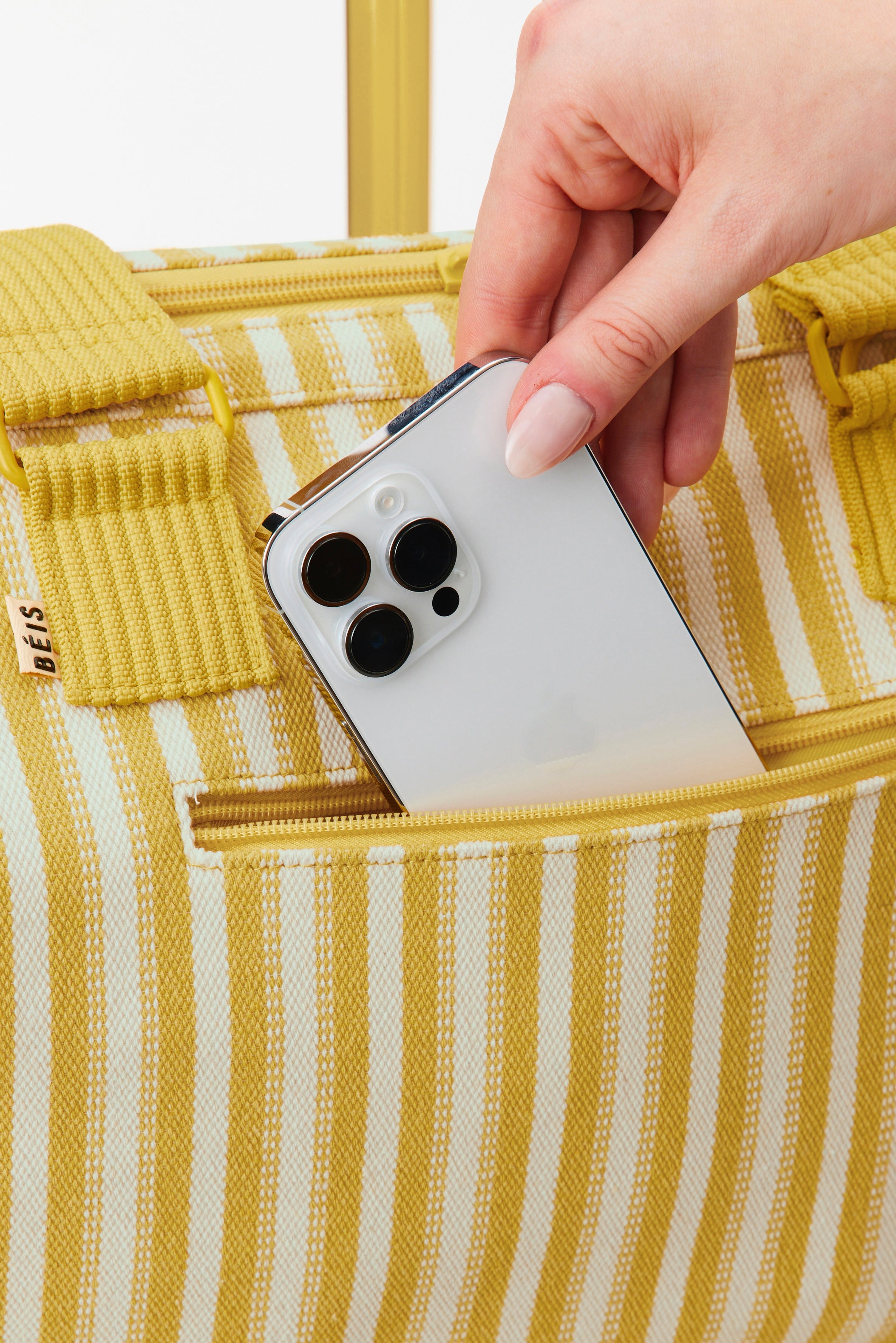 Mini Weekender Bag in Honey Stripe - Lightweight Travel Duffel for Women, Perfect for Weekend Getaways & Gym Essentials (Carry-On Size)