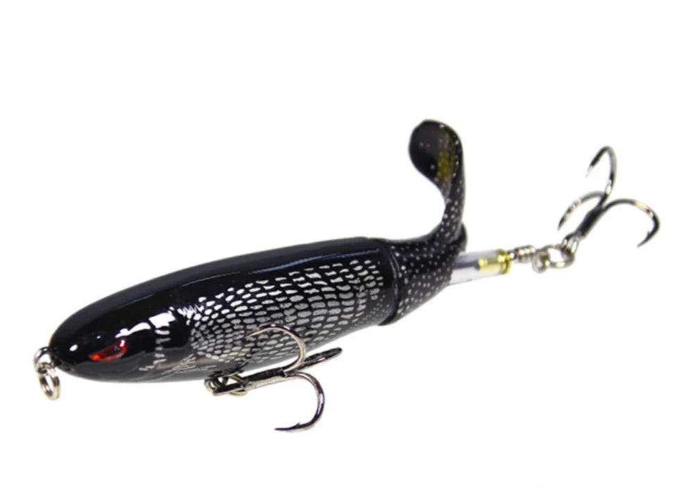 Whopper Popper Fishing Lure - Soft Rotating Tail Artificial Bait for Bass, Trout & Pike - Topwater Fishing Lures for Freshwater & Saltwater