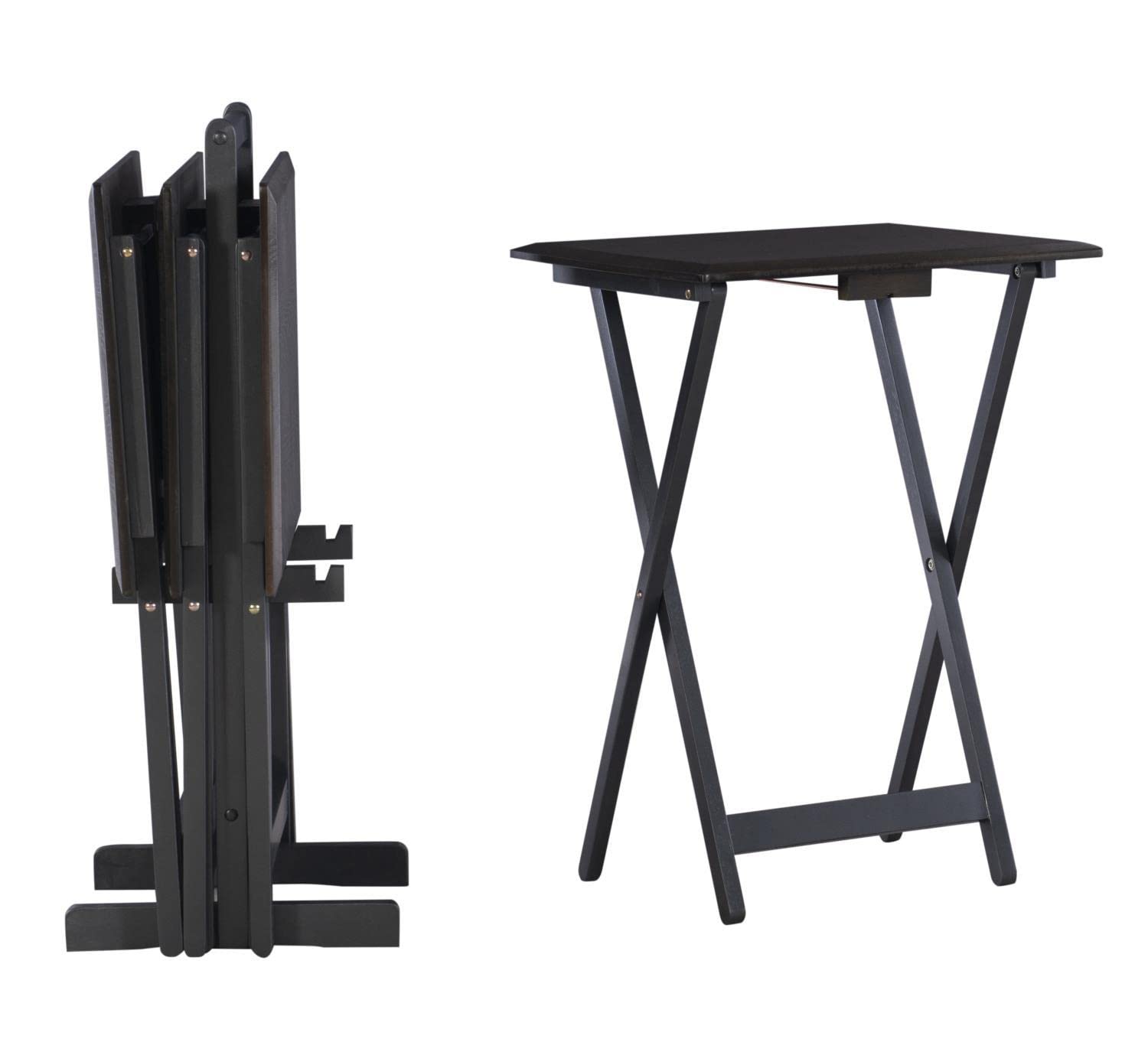 Linon Marlowe Grey Tray Table Set - Portable Side Table with Removable Tray for Living Room, Bedroom, or Outdoor Use