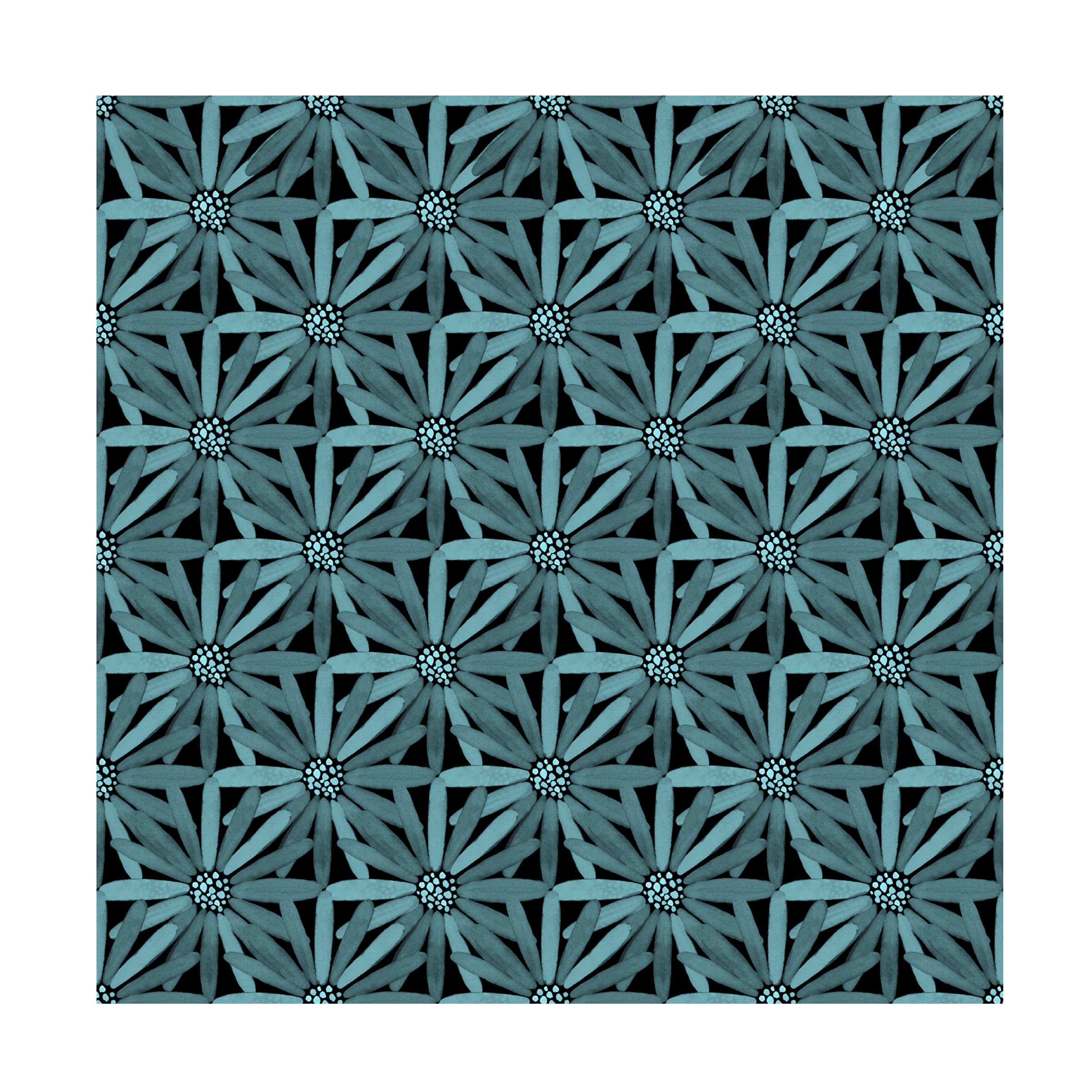 Yachal Design 'Daisy Geometric' Canvas Wall Art Print - Modern Abstract Floral Painting for Living Room, Bedroom & Office Decor