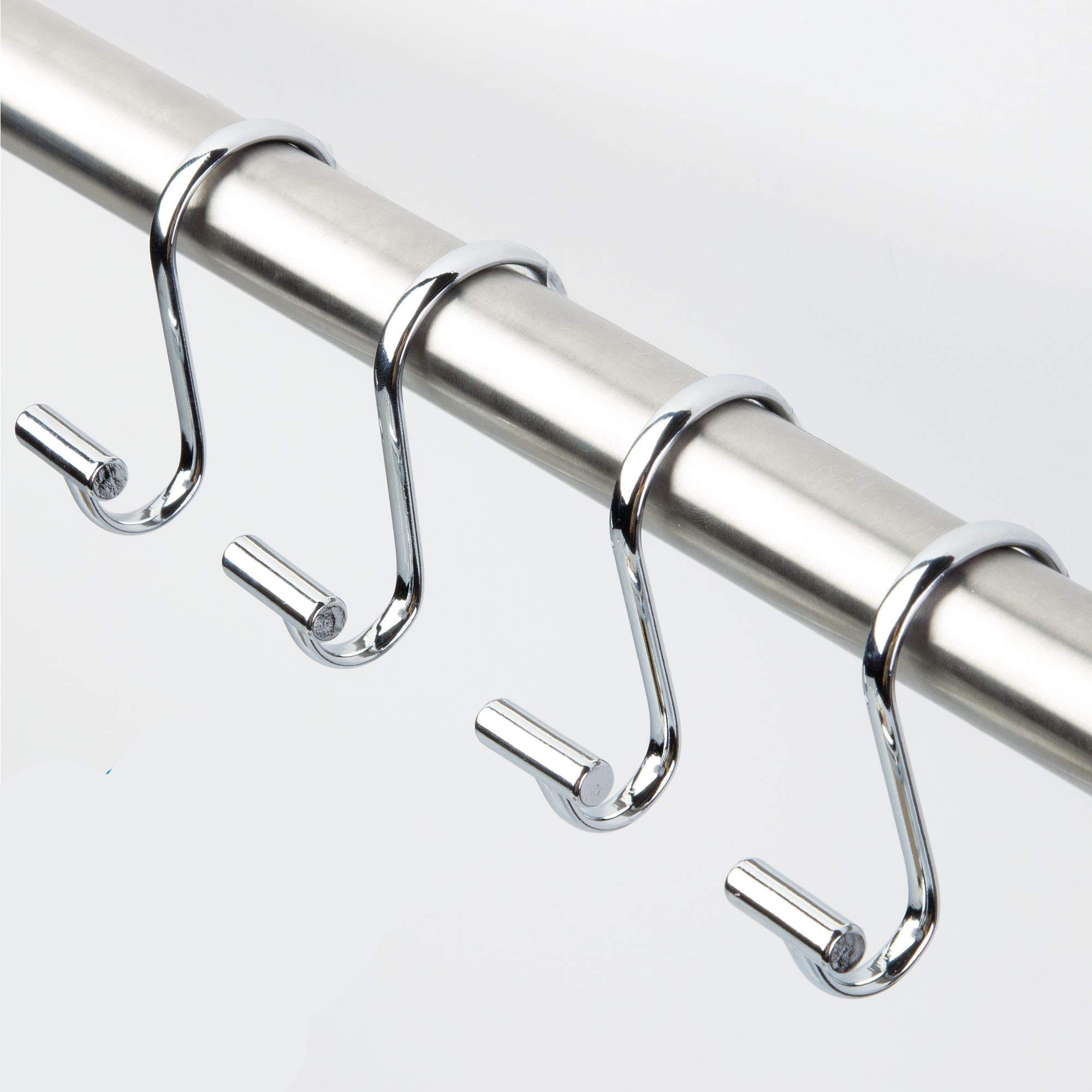 iDesign Metal T-Bar Shower Curtain Hooks - 12 Pack Chrome Finish for Bathroom Decor, Modern Shower Accessories - Perfect for Bathroom Renovation and Home Upgrade