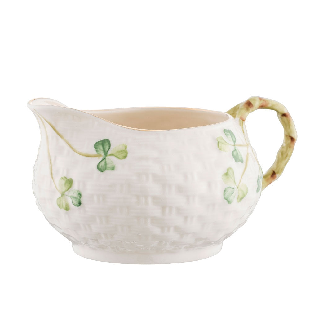 Belleek Classic 1880 Gold Shamrock Teapot, Sugar Bowl & Creamer Set - Elegant Irish Tea Service for Afternoon Tea & Special Occasions