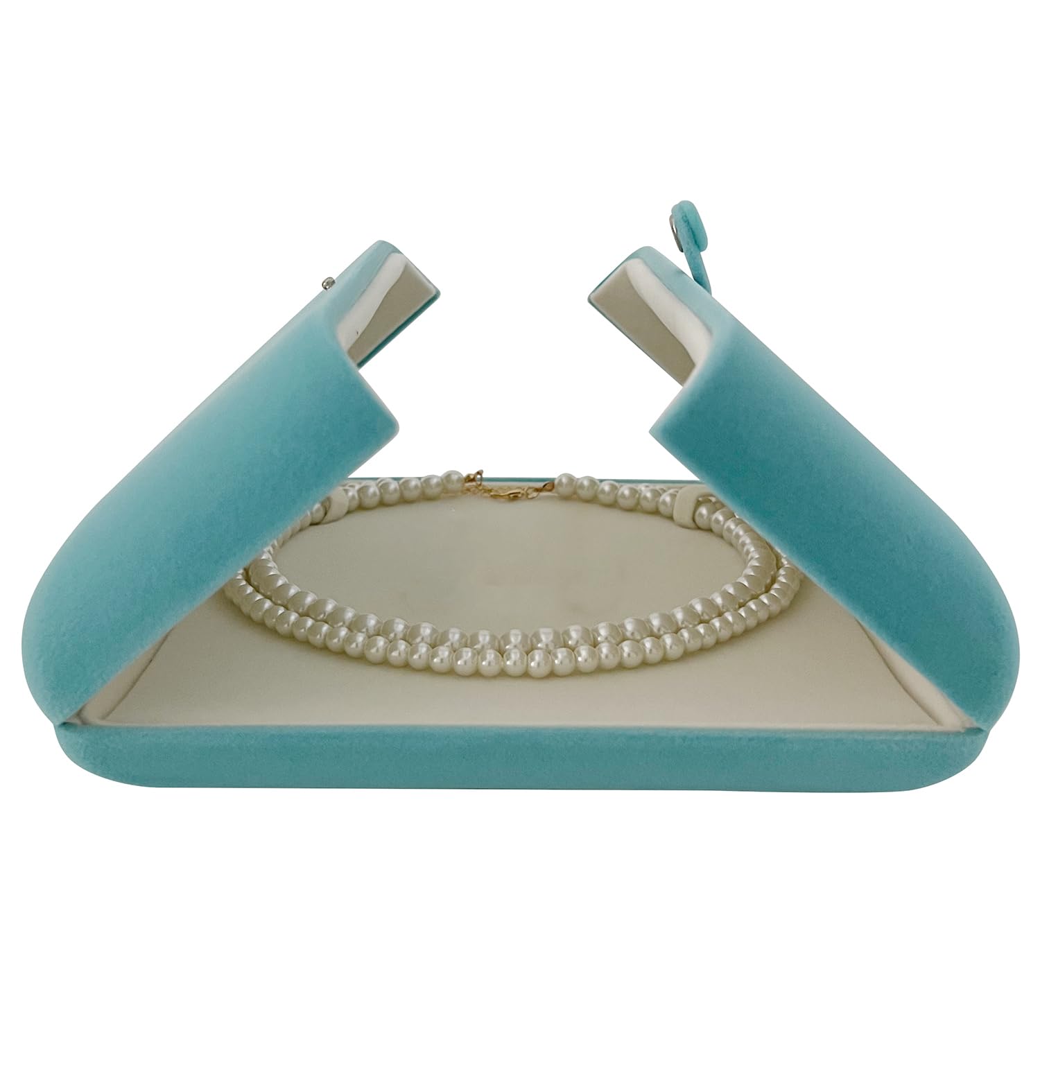 Premium Aqua Velvet Jewelry Box for Pearl Necklaces - Luxury Velvet Jewelry Case with Unique Design for Banquets, Gifts & Special Occasions (Jewelry Not Included) - Perfect for Wedding, Anniversary & Birthday Presents