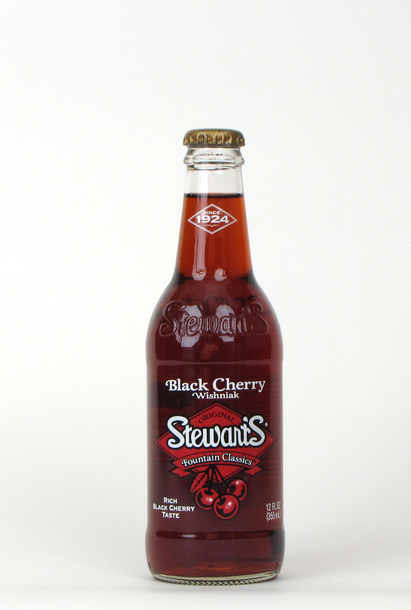 Stewarts Black Cherry Soda - 12 Pack (12 Bottles) - Refreshing & Sweet Flavor for Parties, BBQs & Family Gatherings