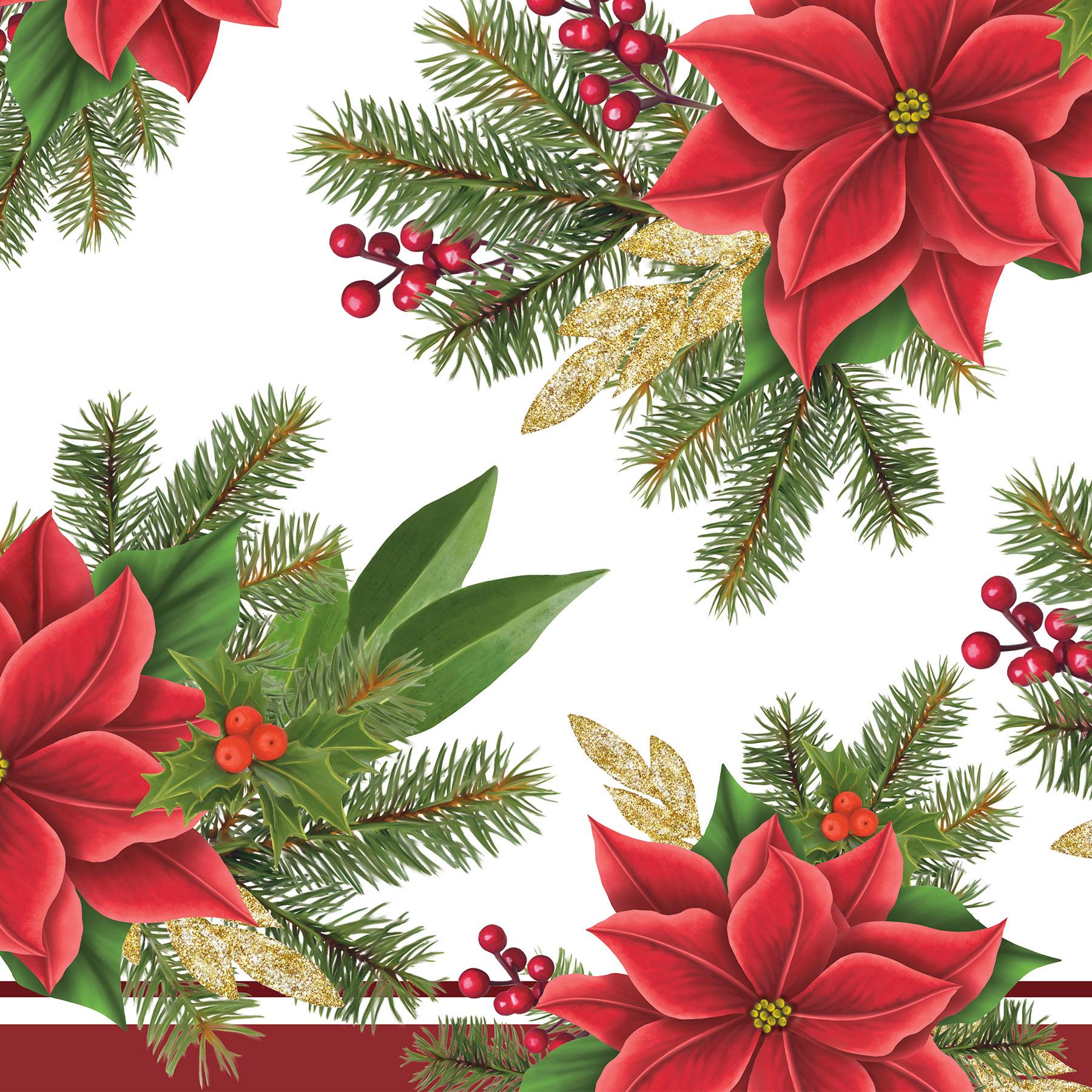12 Pack Beistle Christmas Poinsettia Table Covers - Holiday Party Decorations for Dining Table, Buffet, and Festive Gatherings