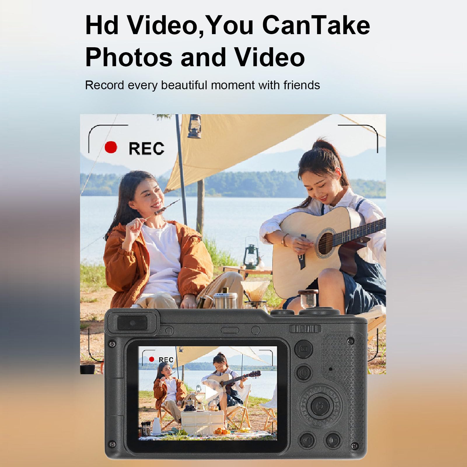 4K Digital Camera for Beginners & Adults - 2.4 Inch LCD Screen, 8X Zoom Vlogging Camera with Fill Light Stand - Perfect for Travel, YouTube Videos & Family Photography (Black)