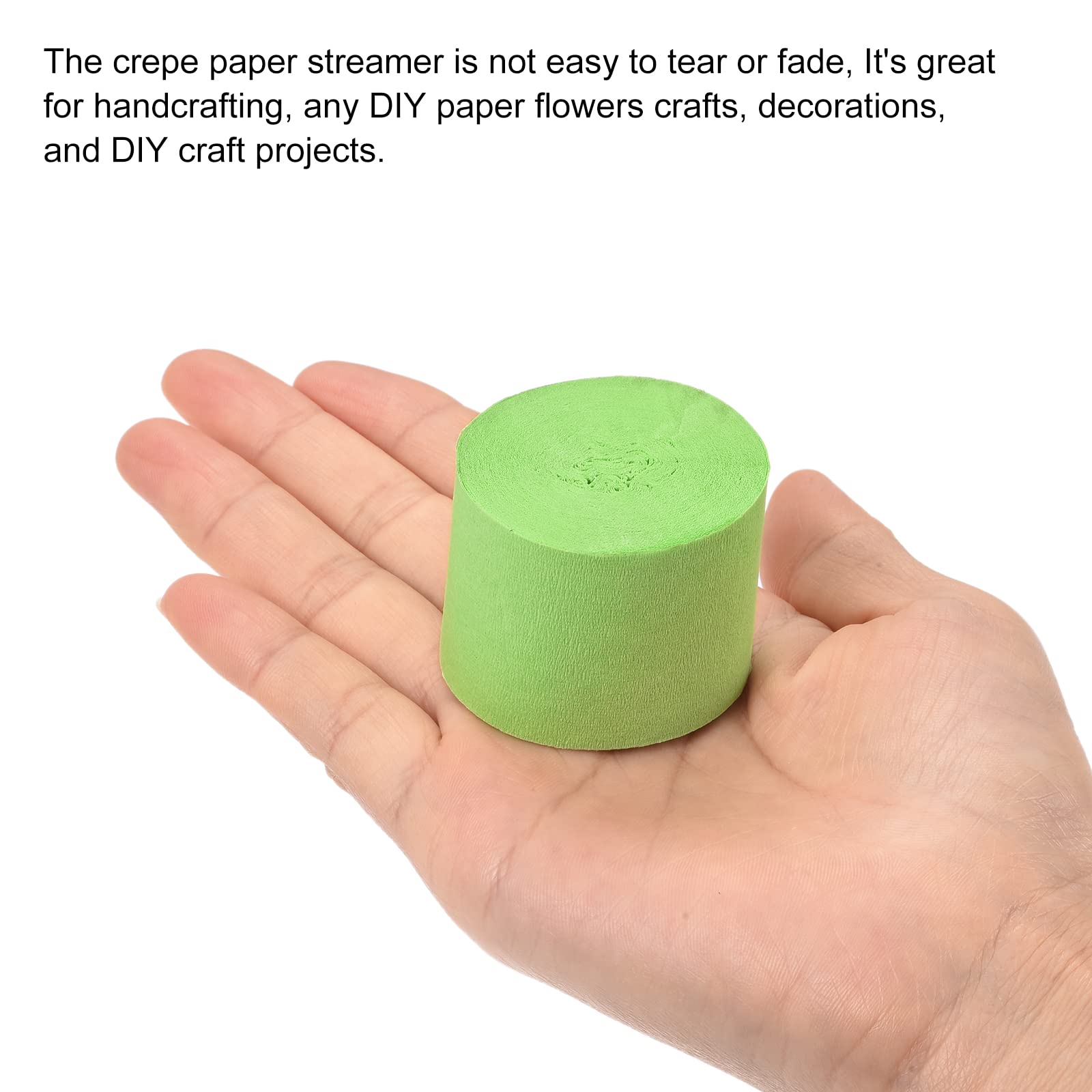 Meccanixity Crepe Paper Streamers - 1.77 Inch Wide, 32 Feet Long (Pack of 6) | Light Green Party Decorations for Birthday, Wedding, Festival & Holiday Celebrations | Perfect for Ceiling Decor, Backdrops, Photo Booths & DIY Crafts