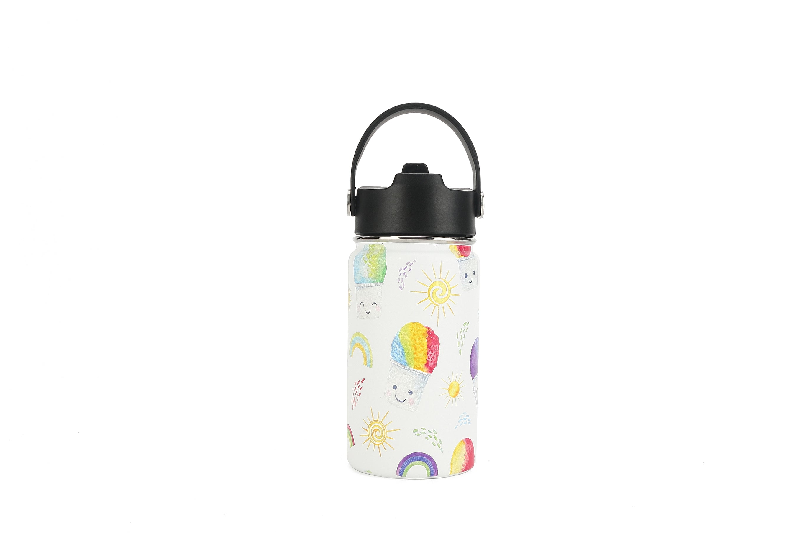 12oz Insulated Water Bottle for Shave Ice - Keeps Drinks Cold for Hours, Perfect for Hiking, Gym & Outdoor Activities - White