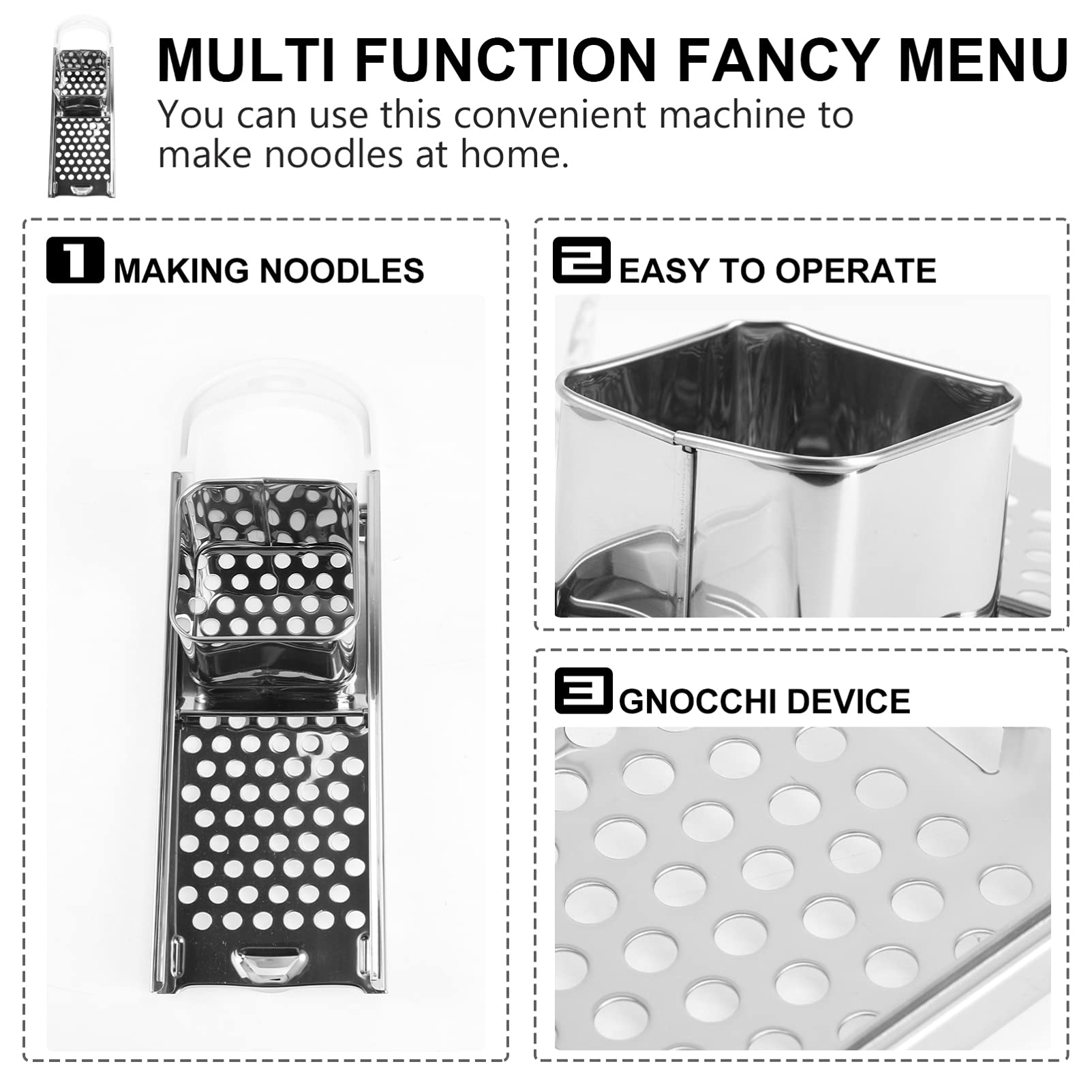 DOITOOL Stainless Steel Spaetzle Maker & Noodle Press - Kitchen Pasta Maker with Safety Pusher for Homemade German Dumplings | Perfect for Pasta Lovers, Home Chefs & European Cuisine Enthusiasts