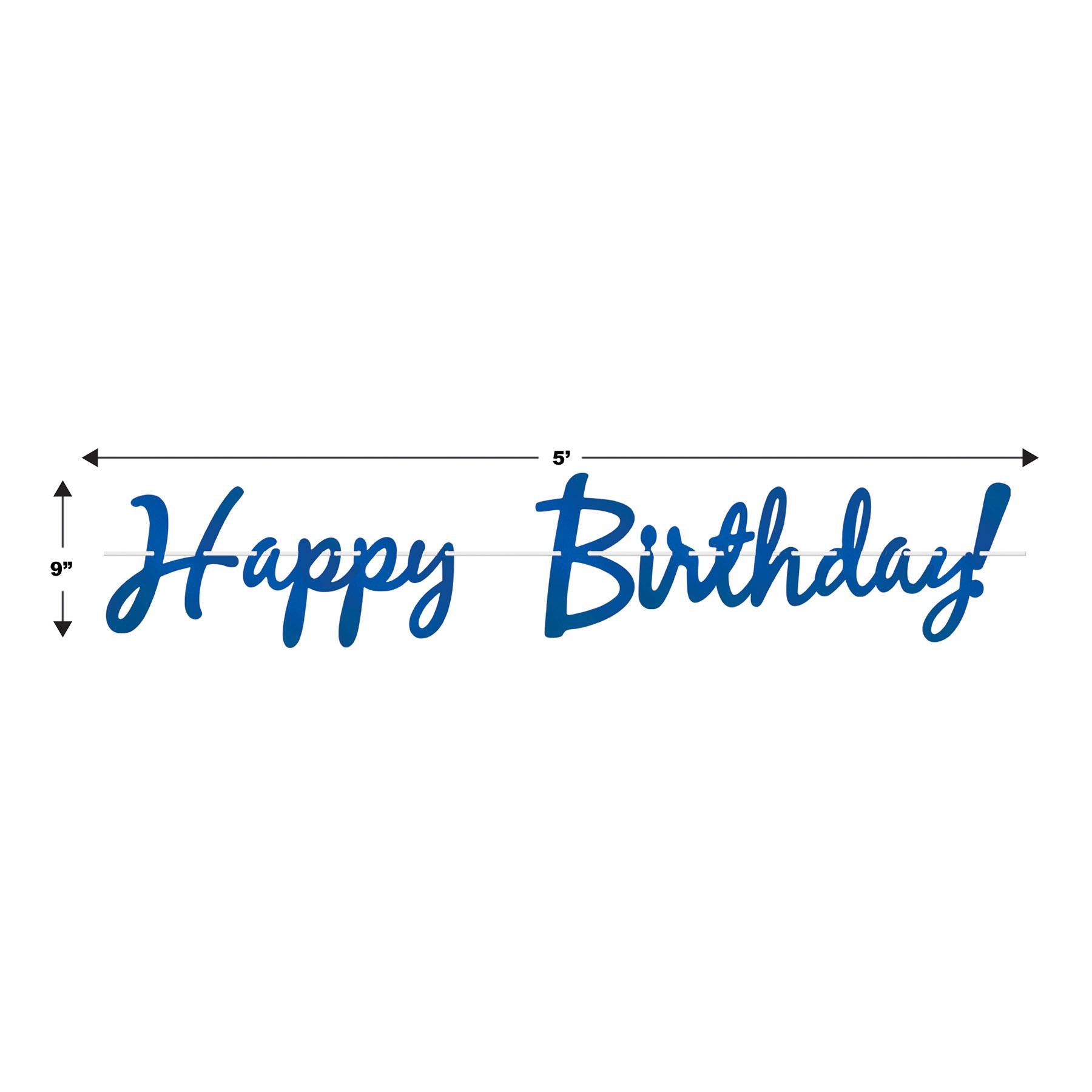 12 Pack Blue Foil Happy Birthday Party Streamers - Decorative Party Supplies for Birthday Celebrations, Baby Showers & Special Events