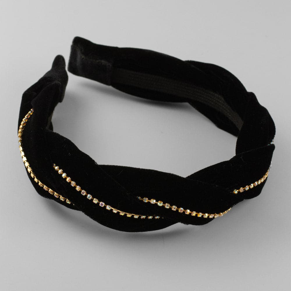 Handmade Crystal Velvet Twist Headband for Women - Elegant Hair Accessories for Parties, Weddings & Special Occasions