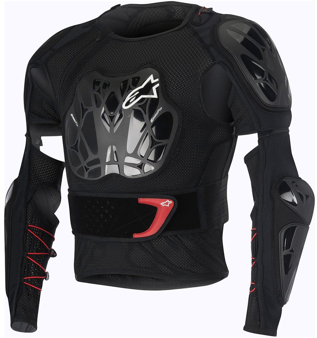 Alpinestars Bionic Tech Men's Motorcycle Jacket - Black/White/Red - Size M - CE Certified Armor - Durable & Protective Riding Gear for Street & Off-Road Adventures