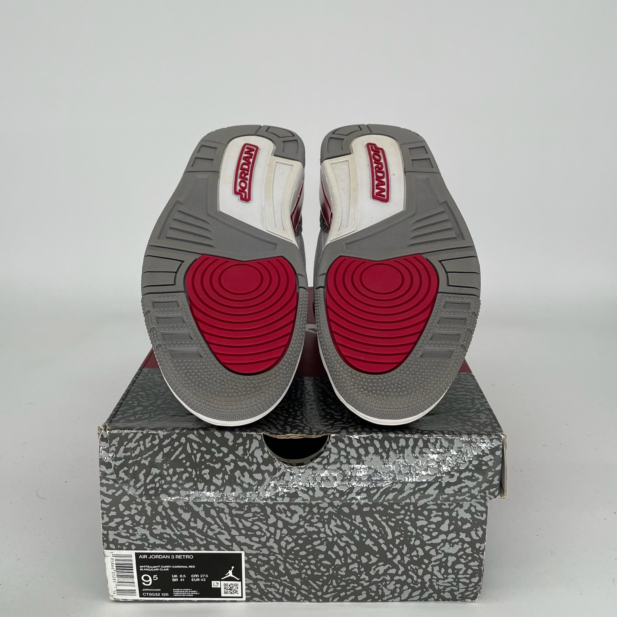 AIR JORDAN 3 CARDINAL RED Men's Basketball Shoes Size 9.5 - Style CT8532-126 | Retro Sneakers for Running, Gym & Streetwear Fashion