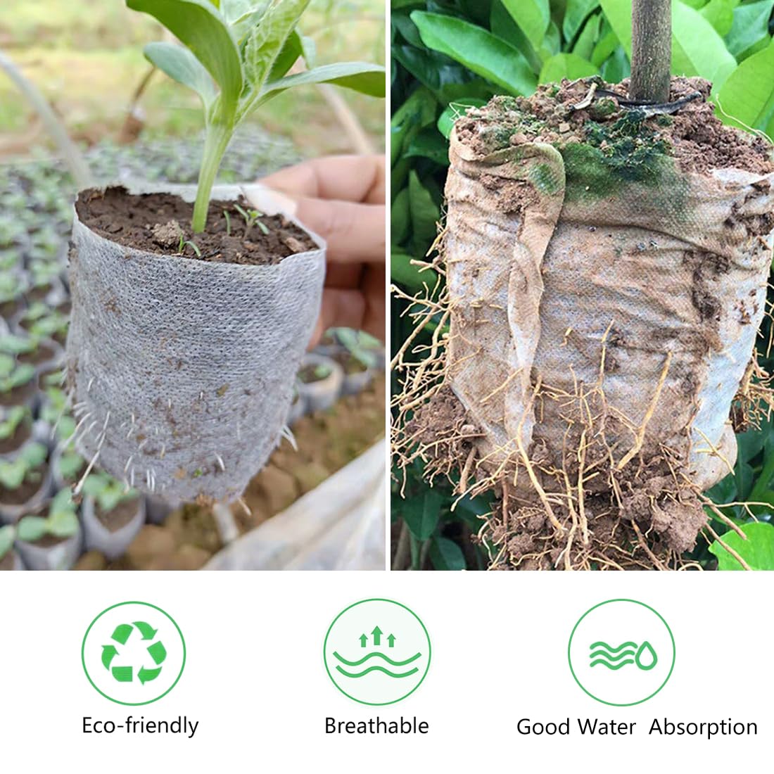 Belit 200 Pcs Non-Woven Fabric Seedling Pots - 5.6